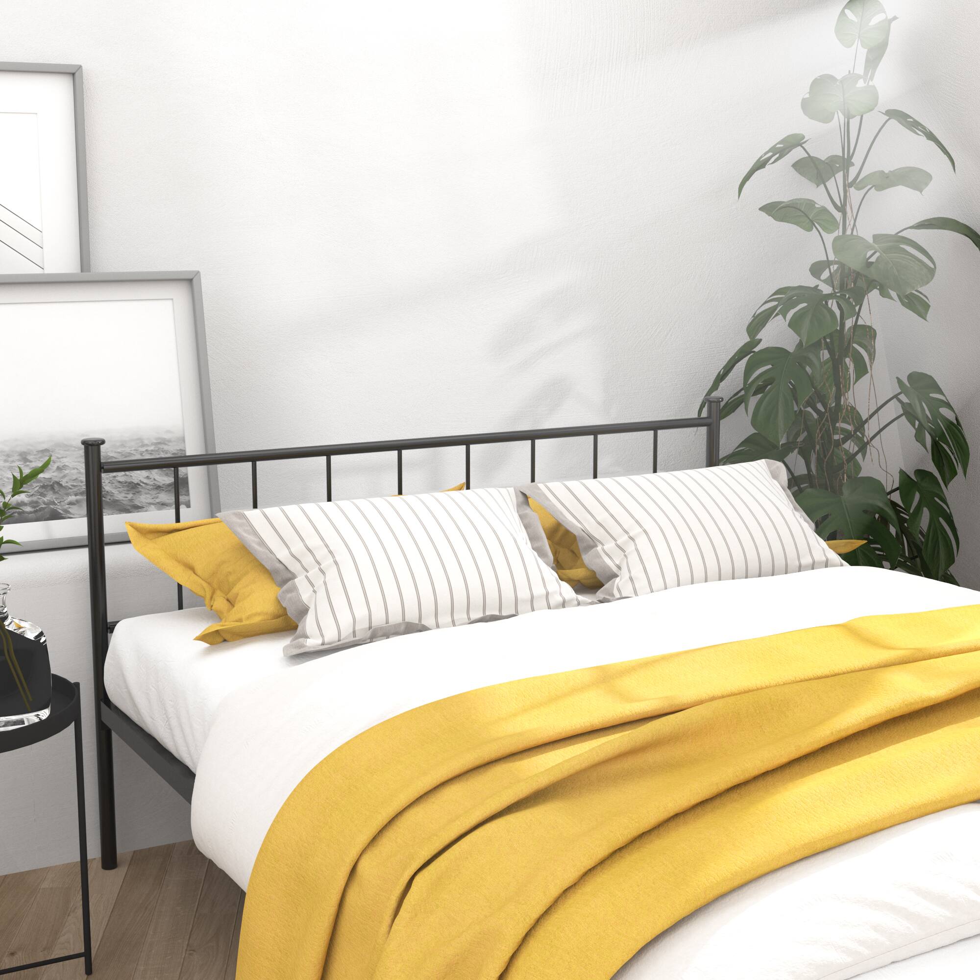Alt View 2. LUCKY ONE - Queen Size Bed Frame With Headboard and Footboard - Black.
