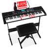 Front. Best Choice Products - Best Choice Products 61-Key Beginners Complete Electronic Keyboard Piano Set w/ LCD Screen, Lighted Keys - Black - Black.