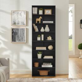 HTUTWOO - 8-Layer Detachable Bookcase with Adjustable Shelves, Multi-Functional Storage Display Cabinet for Living Room Bedroom - Black