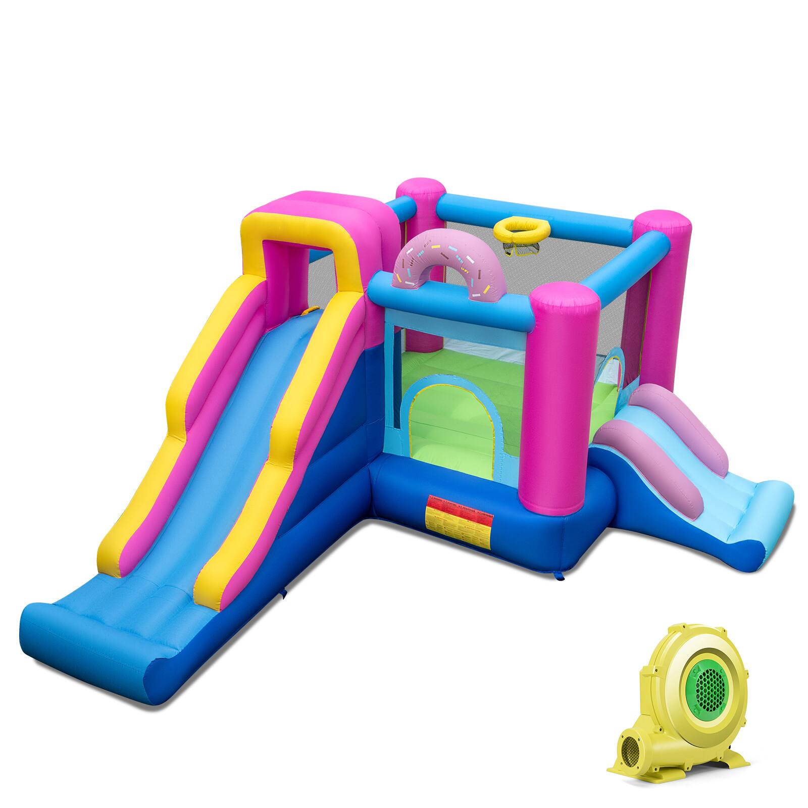 Alt View 9. Gymax - Gymax Inflatable Bounce House w/Slides Jumping Area Climbing Wall 735W Blower for Yard - Multicolor.