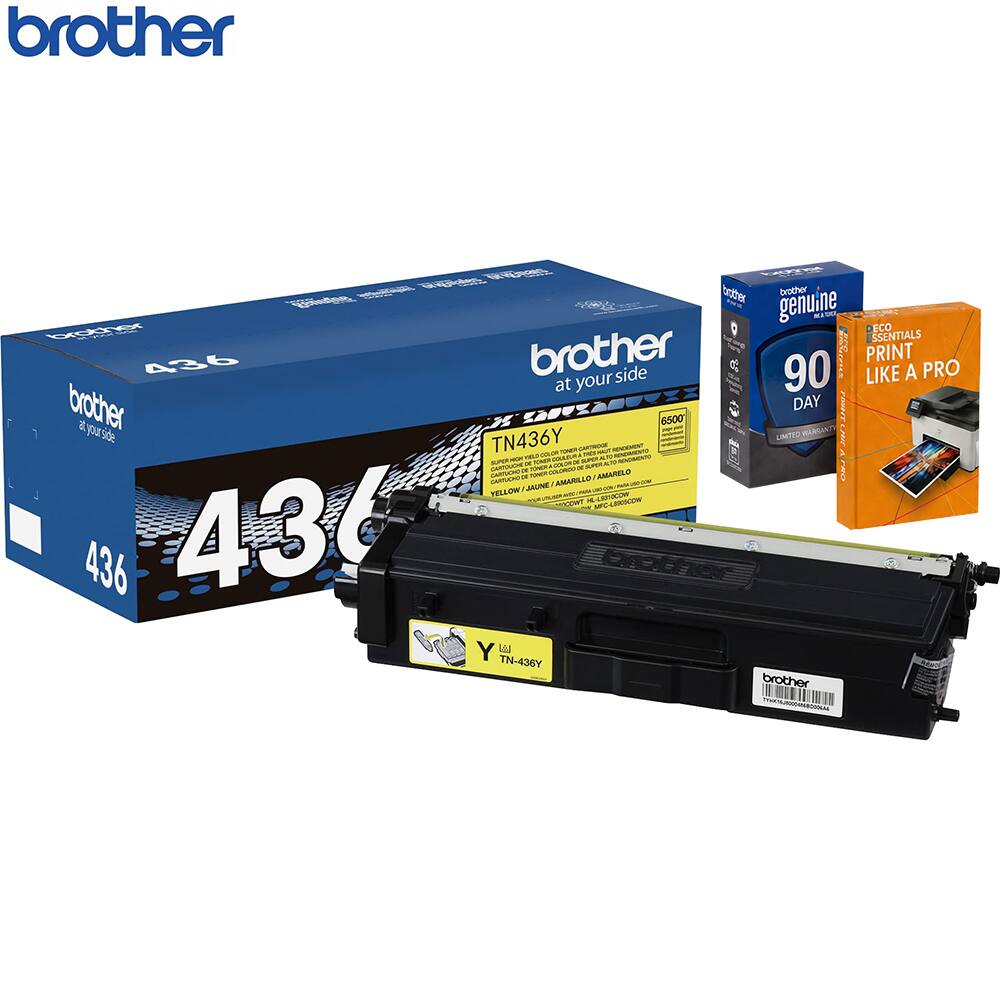 brother genuine YEX DICO SSENTIALS 436 brother side 90 PRINT LIKE A PRO at your brother DAY rEEr 6500 yoE 5d TN436Y UIMITED-WIASAN LIM JmA - - M - TH LE UNER nau - - - E aa - NATULEOR - om - Pa0 - nume - DARTA - - AMARELE mamuen AMARILAR - TELLOW SUUAL - - CaoN LERISCOON T MPS 436 436 CIDET Y E TN-436Y brother Xr