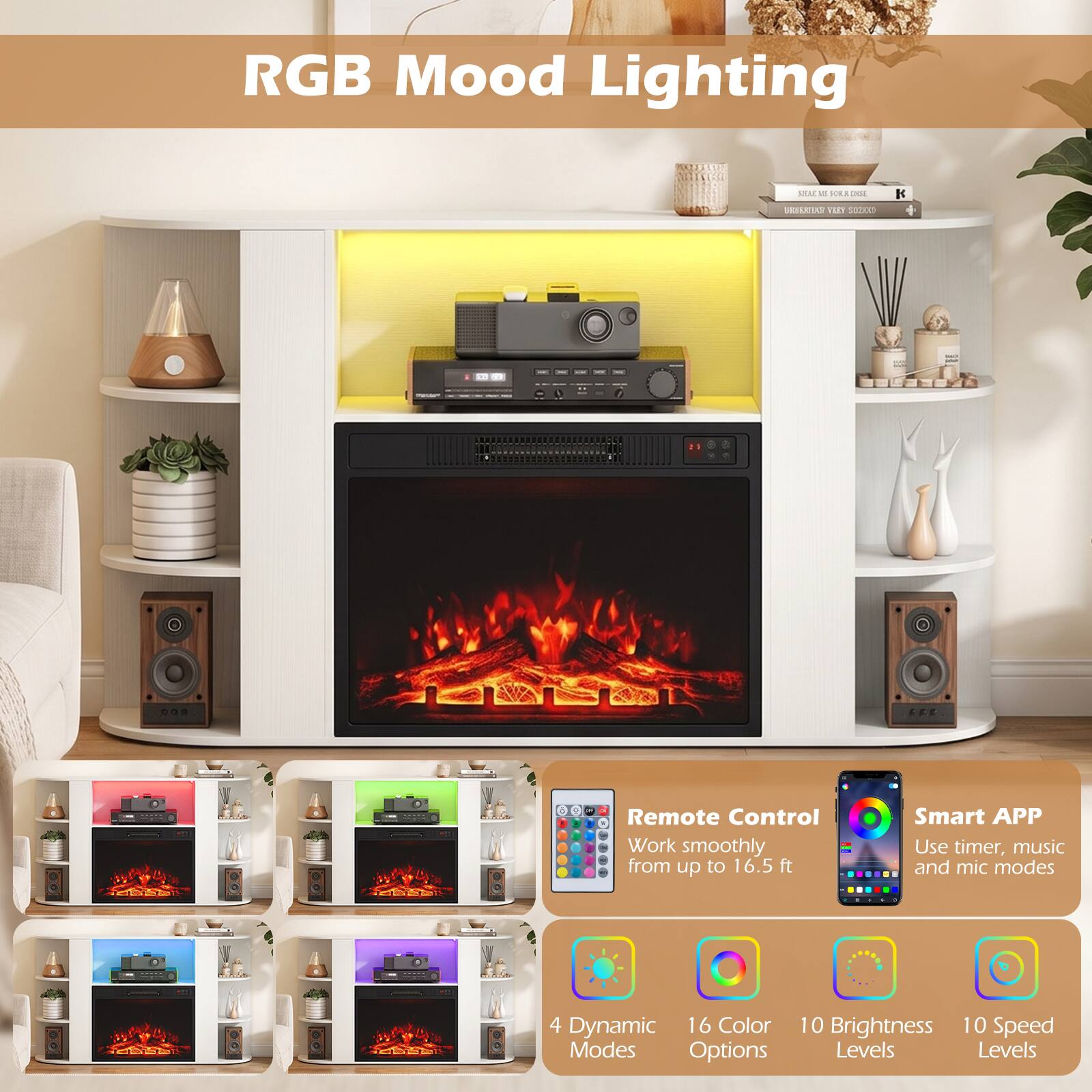 RGB Mood Lighting

SEAL 4 SOLE INSE DNIVERSIDATE TOZY SOZAKO

K

AOA

x Remote Control
Work smoothly from up to 16.5 ft

Smart APP
Use timer, music and mic modes

4 Dynamic 16 Color Modes Options
10 Brightness 10 Speed Levels