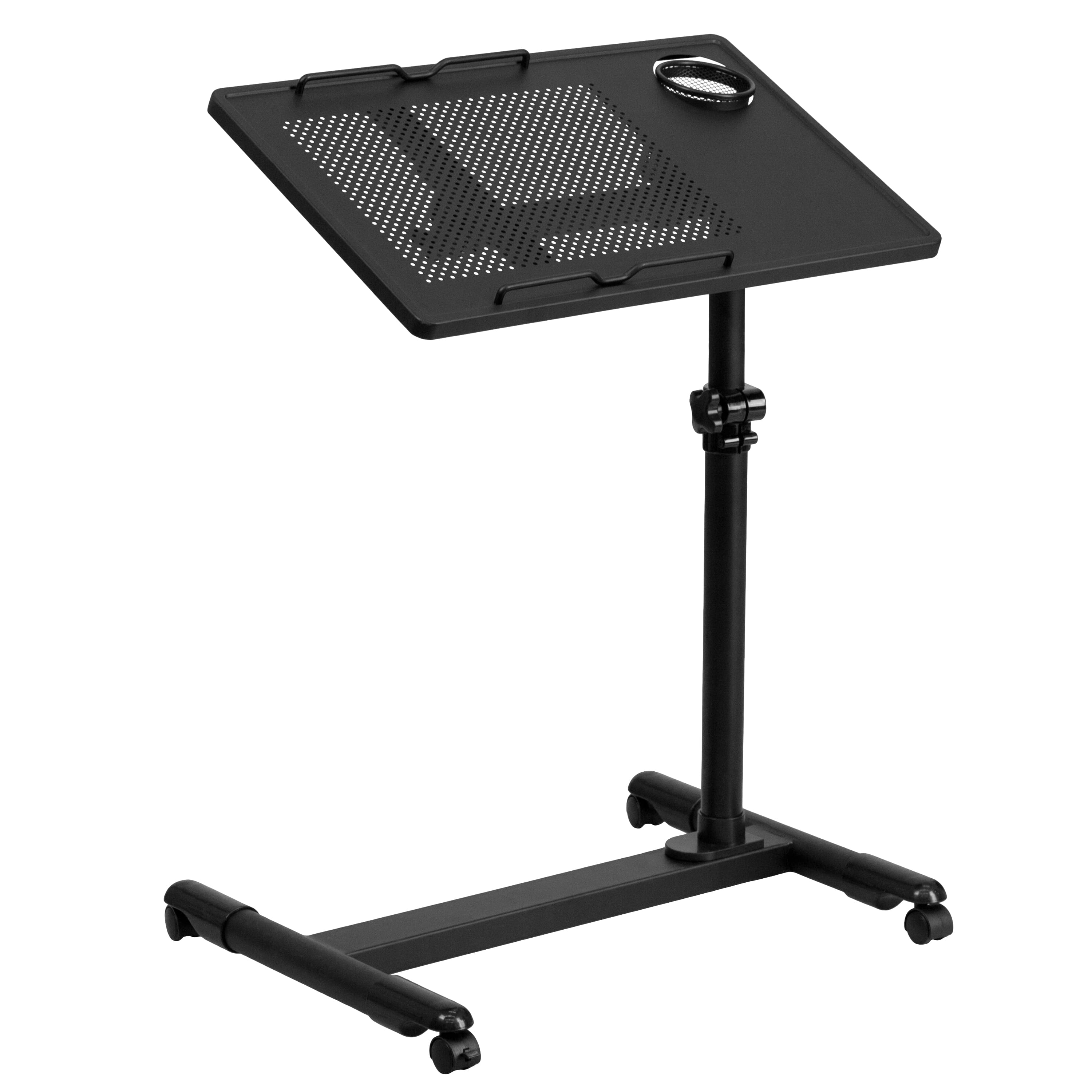 Emma + Oliver - Adjustable Height Steel Mobile Computer Desk - Black