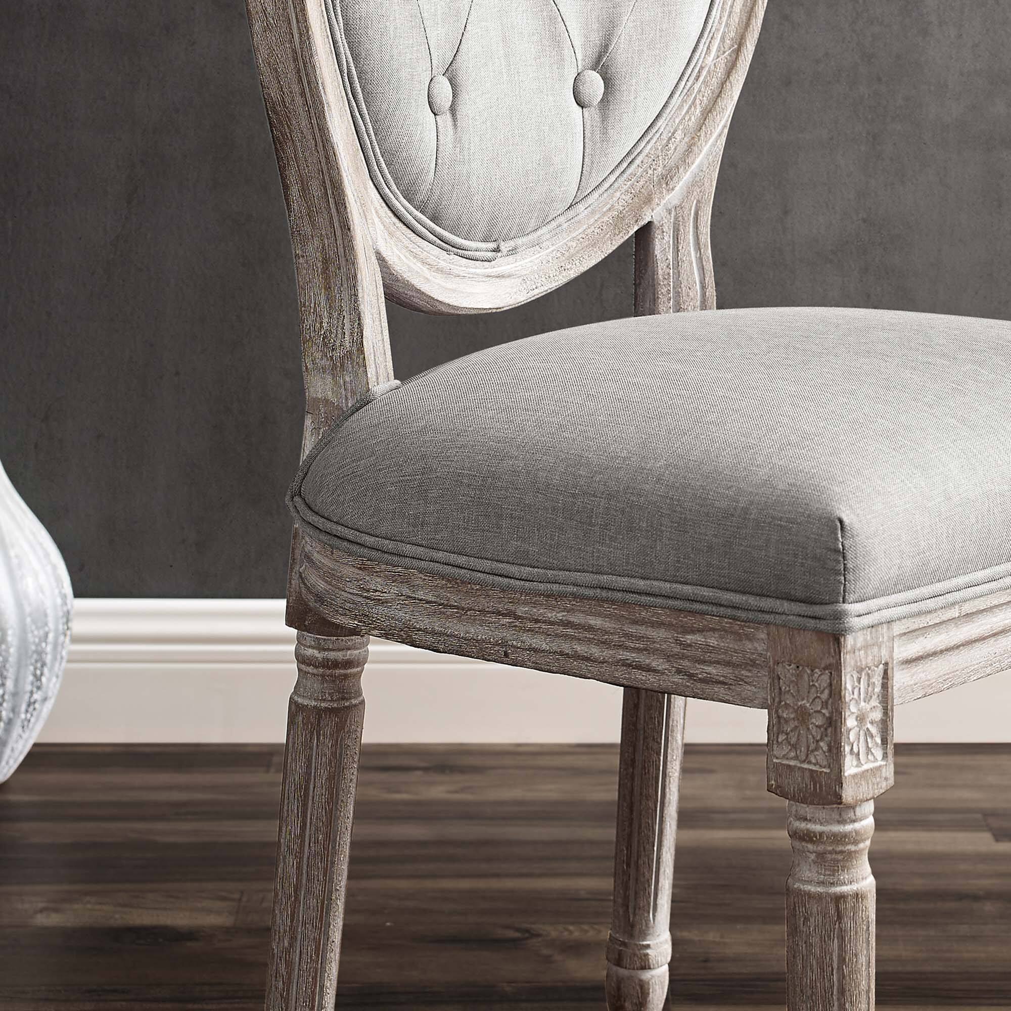 Back. Modway - Arise Vintage French Upholstered Fabric Dining Side Chair Set of 2 by Modway - Light Gray.
