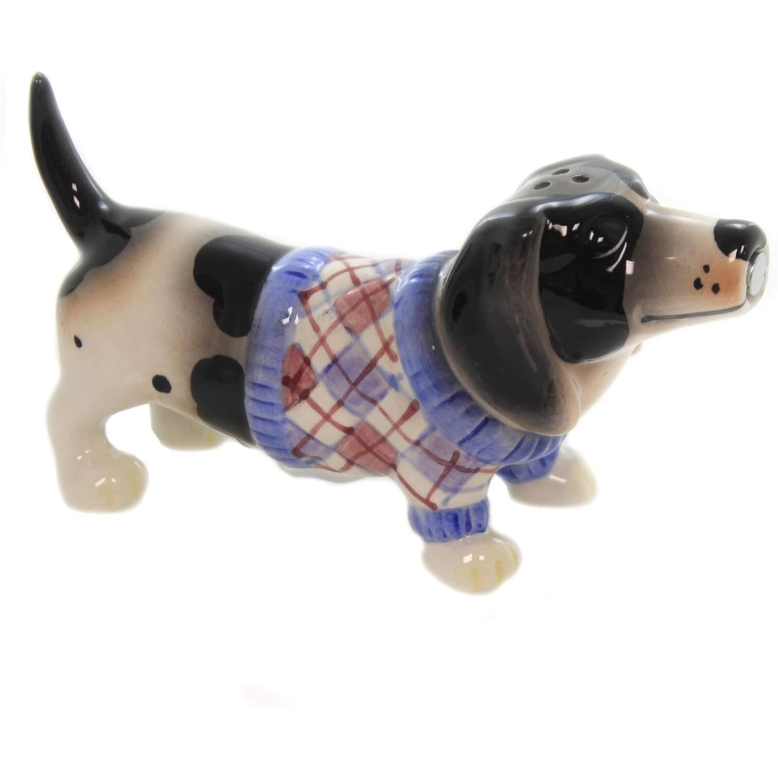 Left. Pacific Trading - Nothing But a Hound Dog Ceramic Magnetic Salt and Pepper Shaker Set - Multicolor.