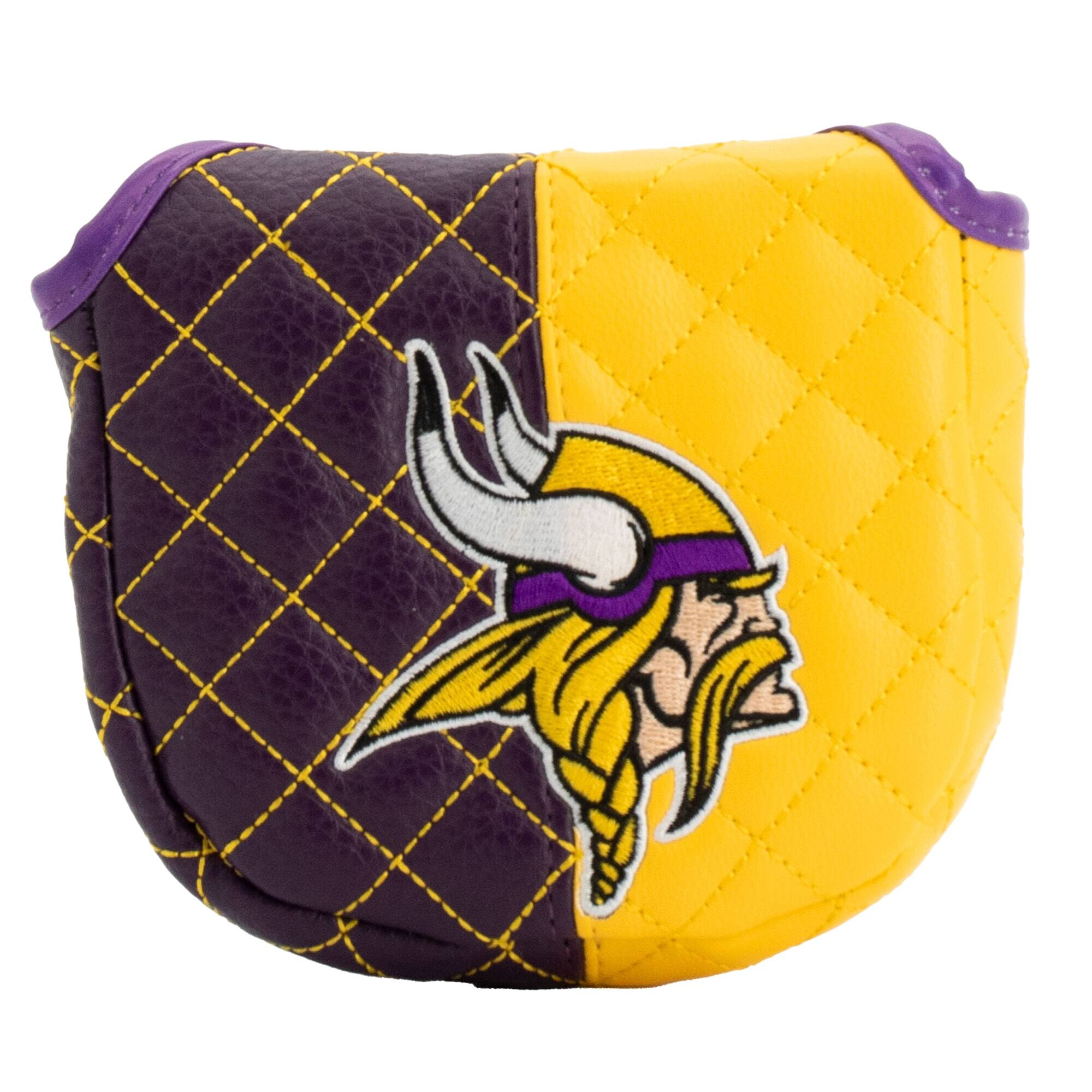 Front. Team Golf - Minnesota Vikings Quilted Mallet Putter Cover - Multicolor.
