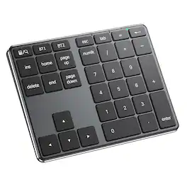 Pacoar Cade - Number Pad Aluminum Wireless For Multi Devices Usb-c Rechargeable External 34-keys Data Entry Compatible Laptop Imac - Black