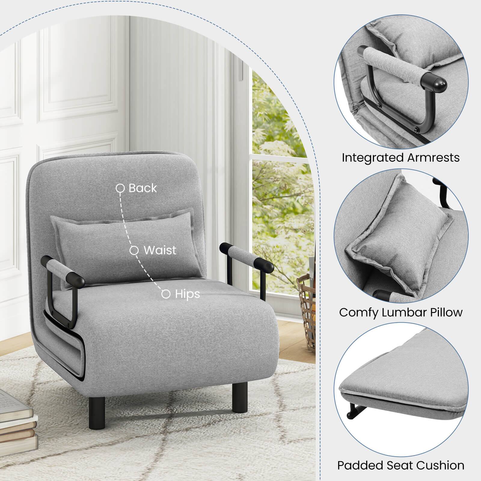 Integrated Armrests  
Comfy Lumbar Pillow  
Padded Seat Cushion  

Back  
Waist  
Hips