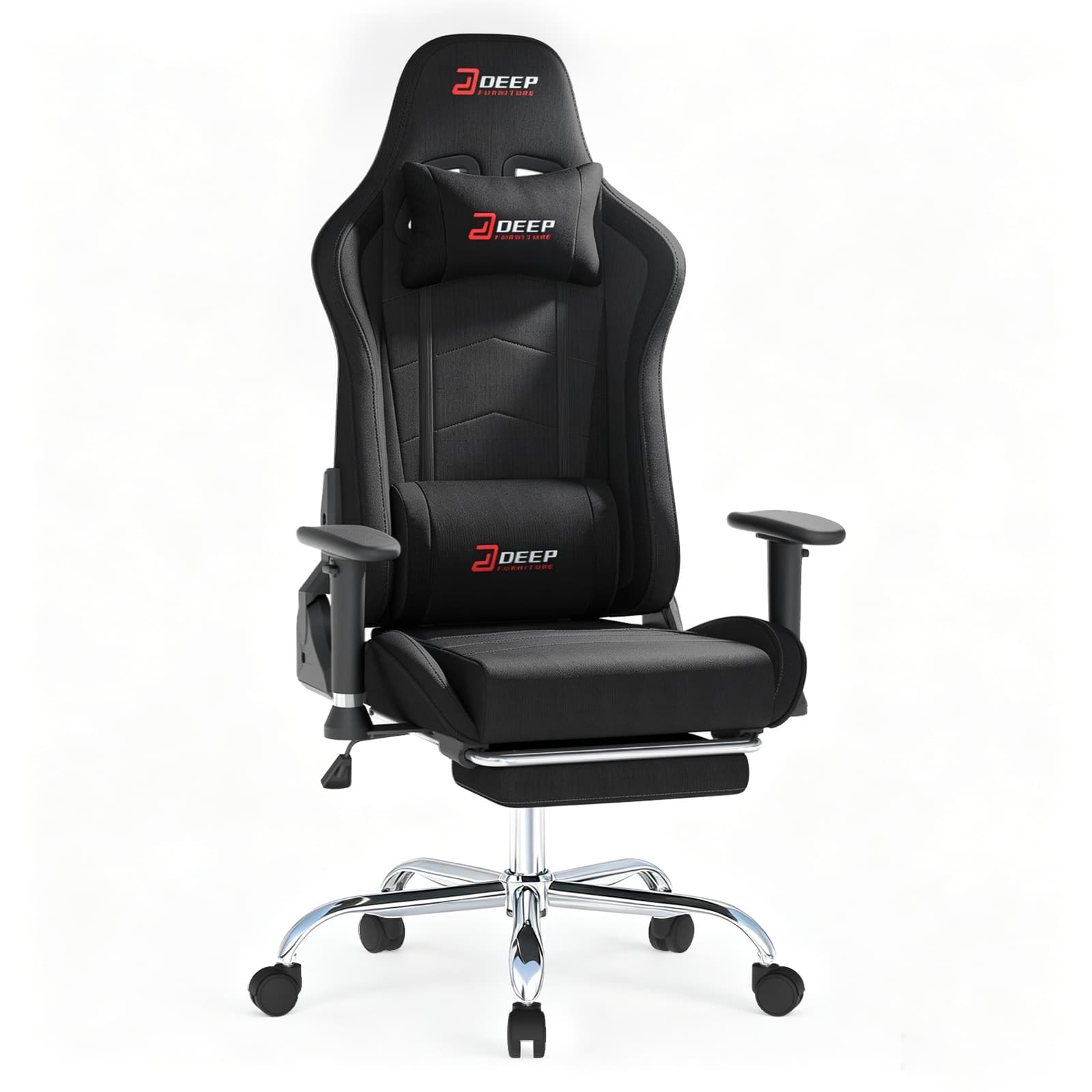 CloudRest Pro - Breathable Fabric Computer Chair with 8-Way Adjustable Armrests Ergonomic Gaming Chair - Black