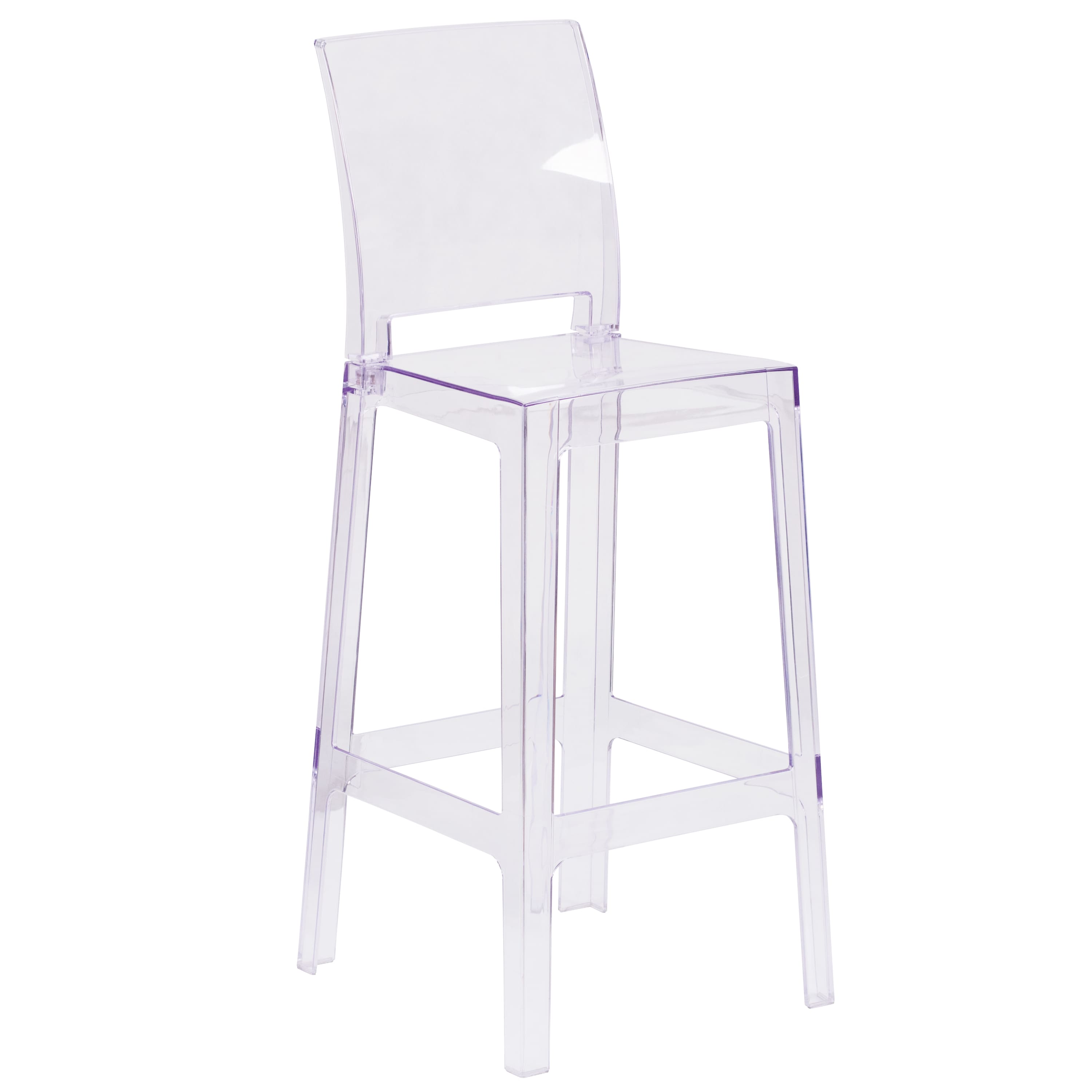 Flash Furniture - Emilie Ghost Barstool with Square Back in Transparent Crystal - Clear