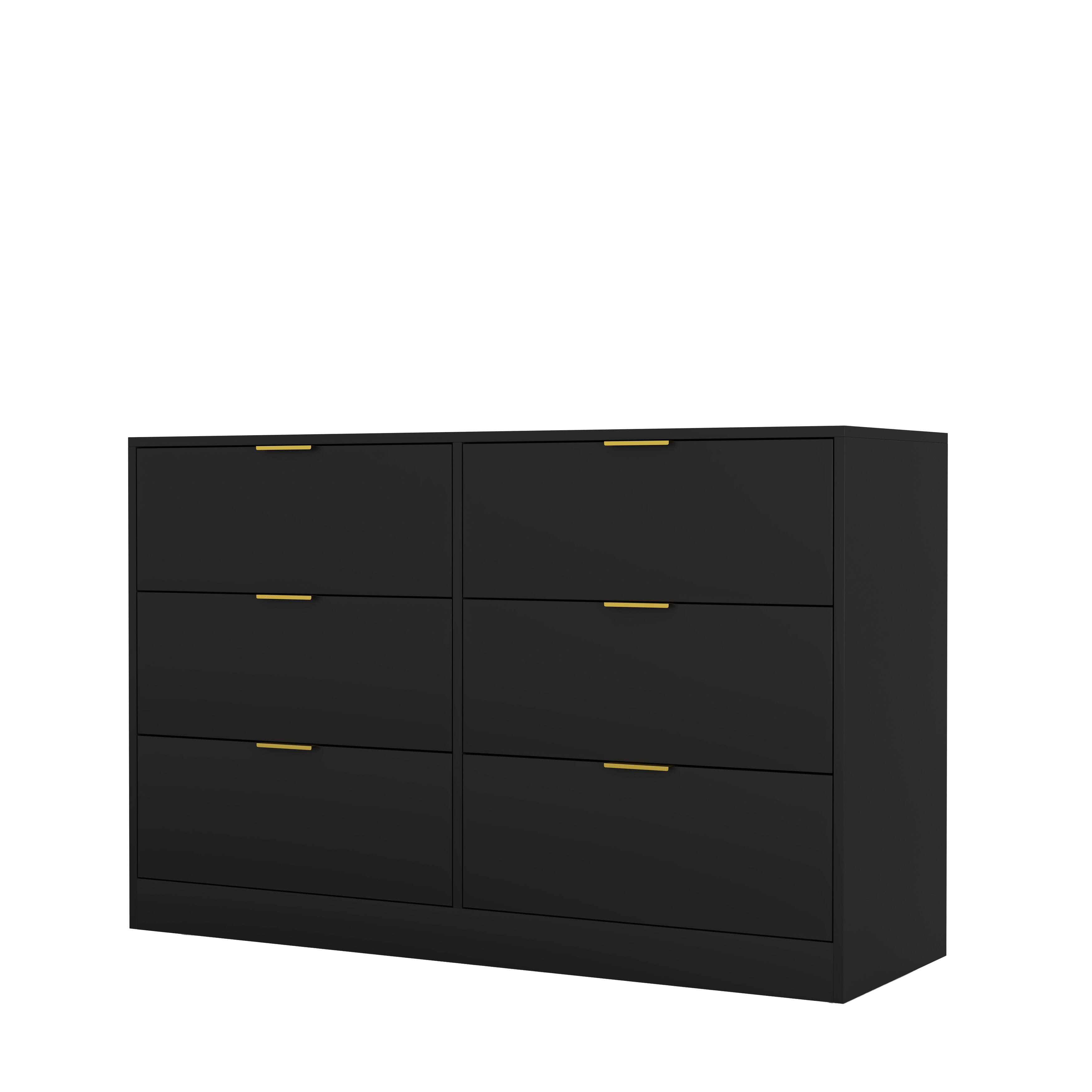Back. Spaco - Spaco Simply Modern 6-Drawer Dresser, Large Storage Cabinet, Chest of Drawers for Bedroom, Living Room,Hallway,Entryway - Black.