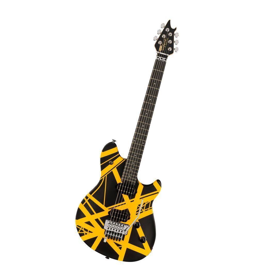 Left. EVH - EVH Wolfgang Special Striped Electric Guitar - Black and Yellow.