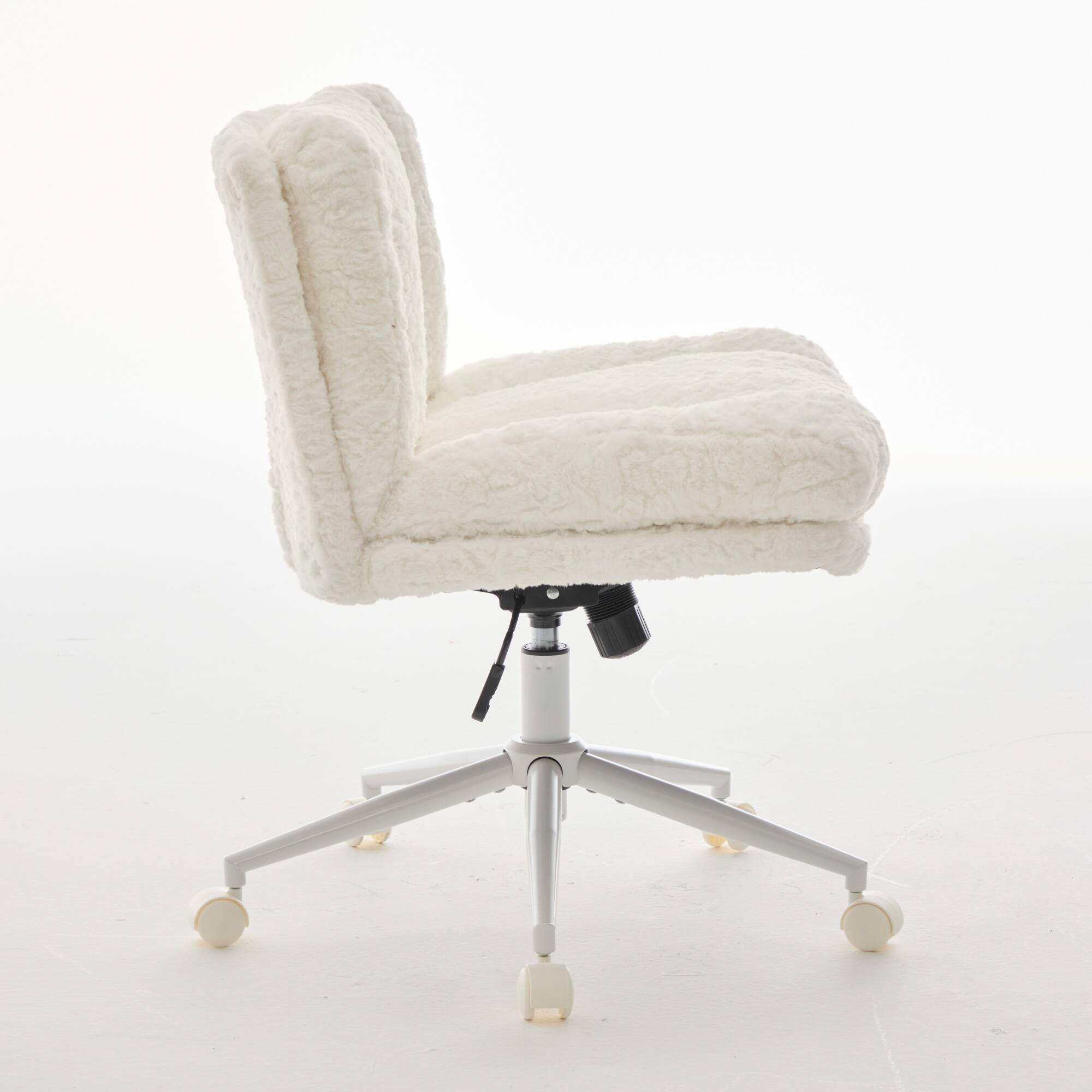 Alt View 2. GOODSILO - Extra Wide Plush Faux Fur Office Chair with Adjustable Height and 360-Degree Swivel for Home Workspace - Cream.
