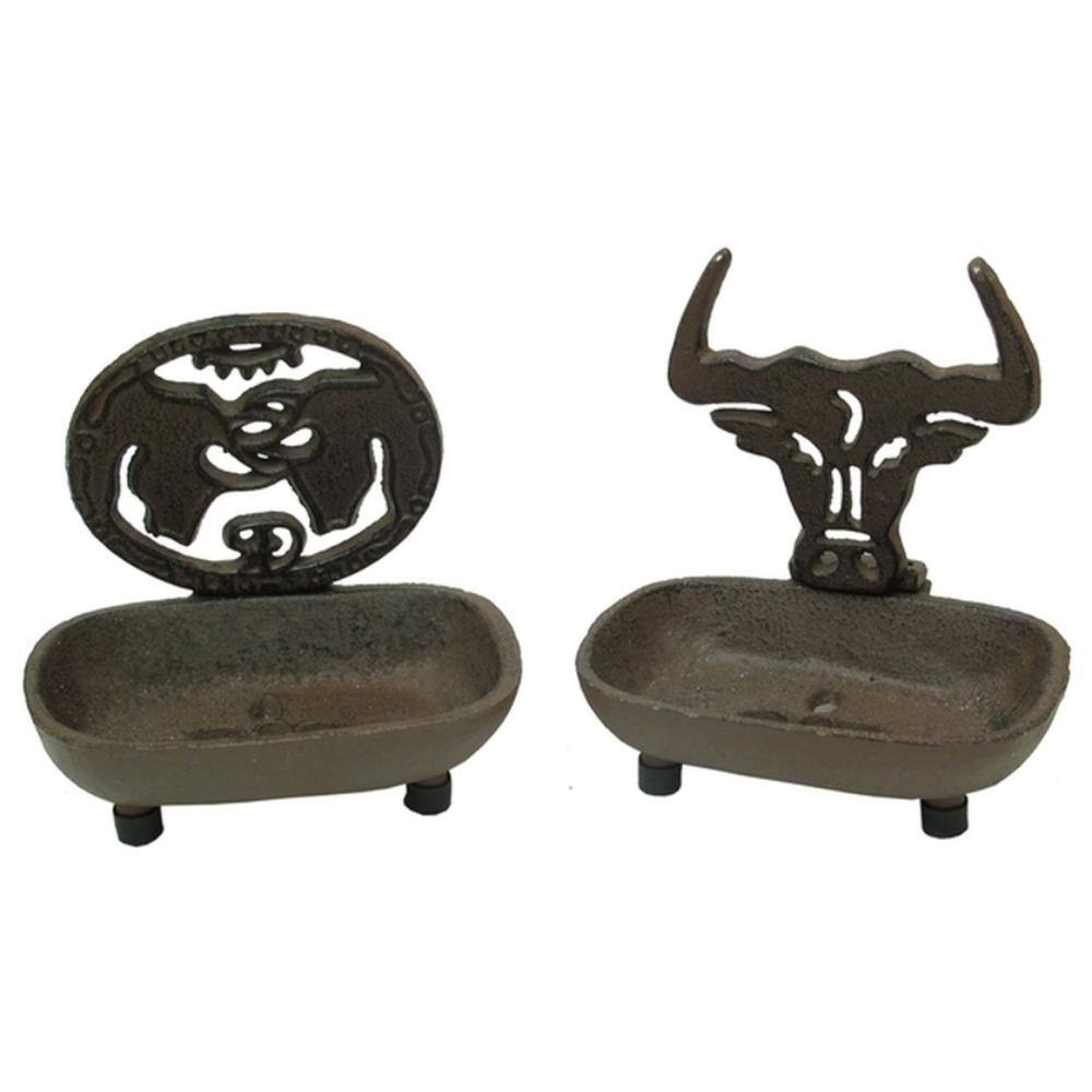 Front. BreeBe - Rust Western Soap Dish Set of 2 - Brown.