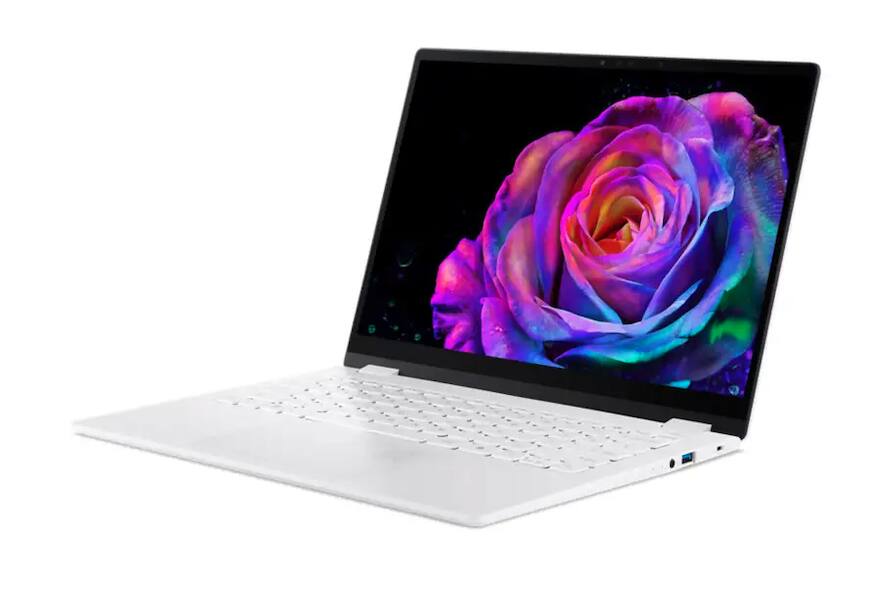 Angle. Acer - Swift Edge 14 AI 14" 2.8K Ultra 9 288V 32GB 1TB SSD Windows 11 Home - Pearl White.