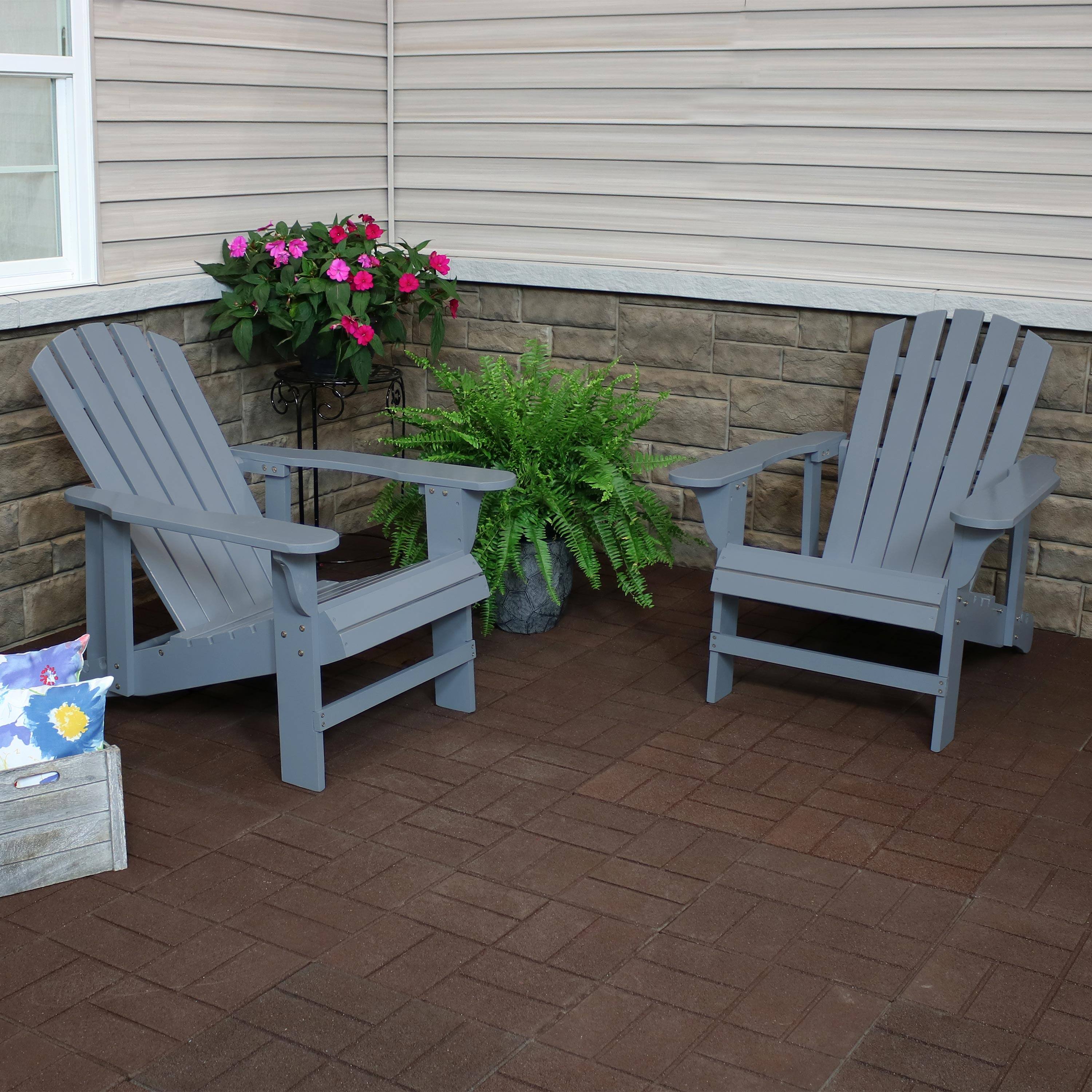 Alt View 1. Sunnydaze - Fir Wood Adirondack Chair with Adjustable Back - Set of 2 - Gray.