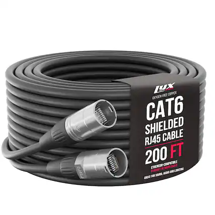 e as I K yX PRO COPPER OXYGEN-FREE CAT6 SHIELDED CABLE RJ45 200 FT ETHERCON-COMPATIBLE NETWORK CABLE ETHERNET AND LIGHTING SOUND, AUDIO GREAT FOR