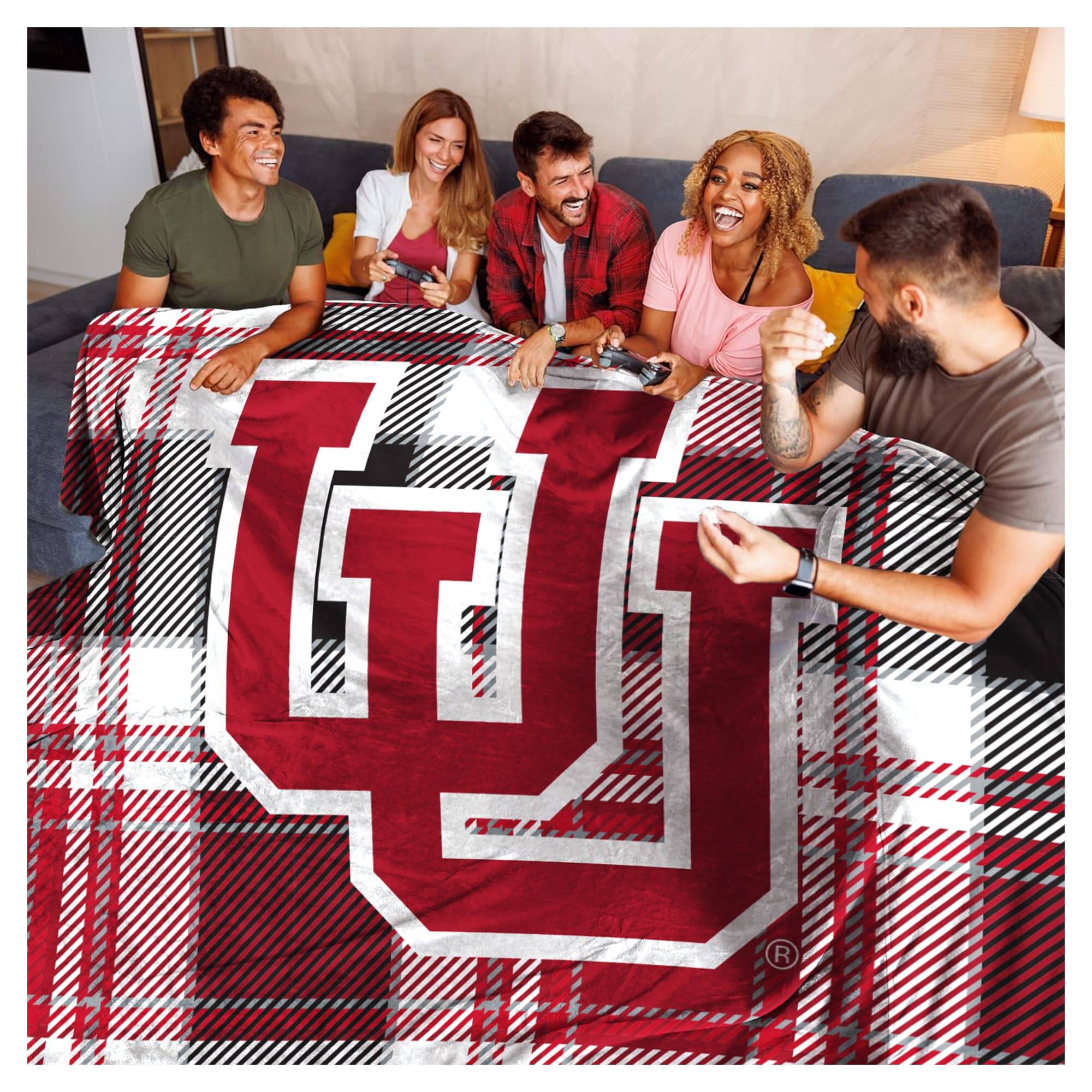 Alt View 1. Pegasus - Utah Utes 66" x 95" Oversized Plaid FAN-mily Ultra Cozy Blanket - Multicolor.
