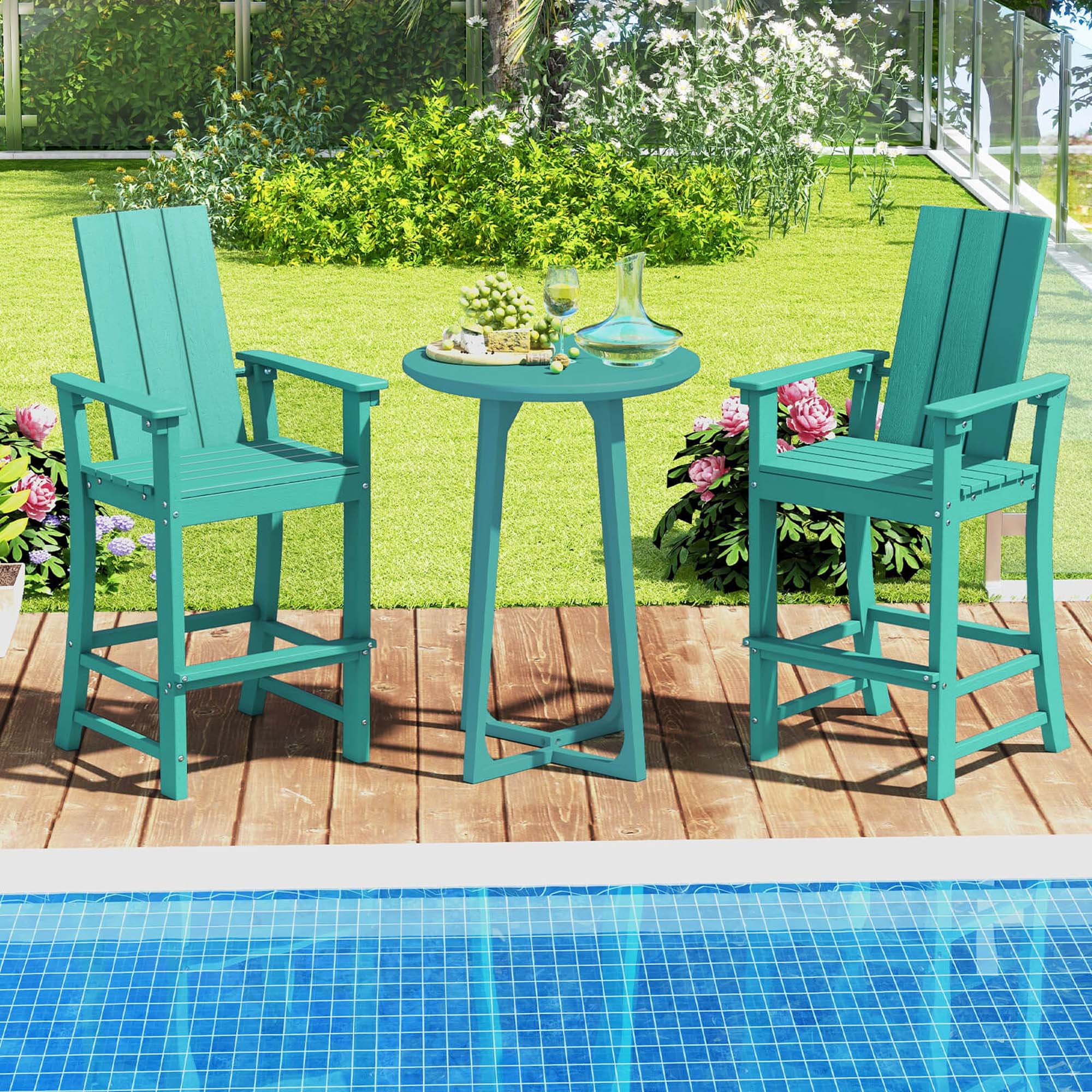 Alt View 3. Costway - Costway Tall Adirondack Chair with Ergonomic Backrest Armrests & Footrest for Backyard - Turquoise.