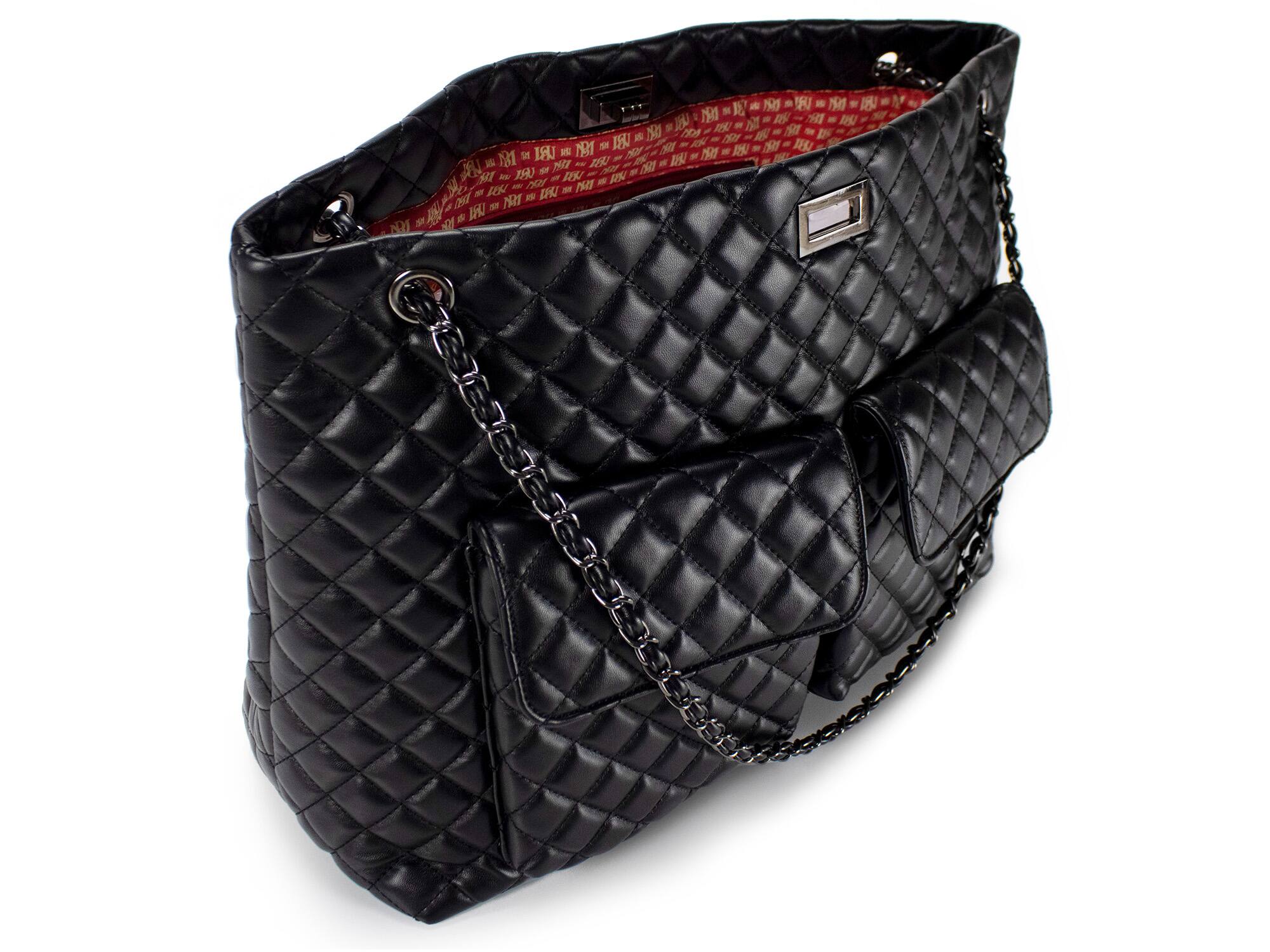 Alt View 4. Badgley Mischka - BADGLEY MISCHKA Diana Quilted Vegan Leather Weekender Duffel Bag | Black - Black.