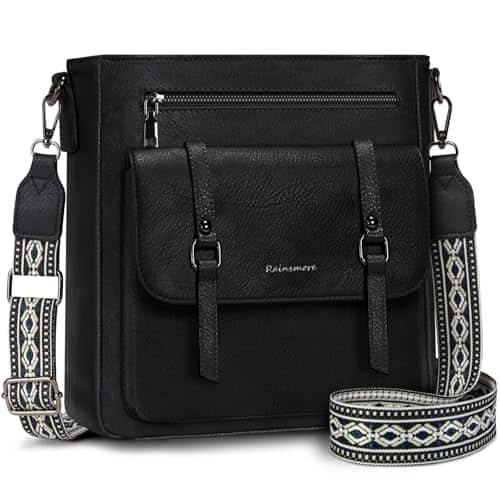 Fabibe - Crossbody Bag For Women Waterproof Leather Purses Lightweight Handbags Shoulder Travel Purse - Black