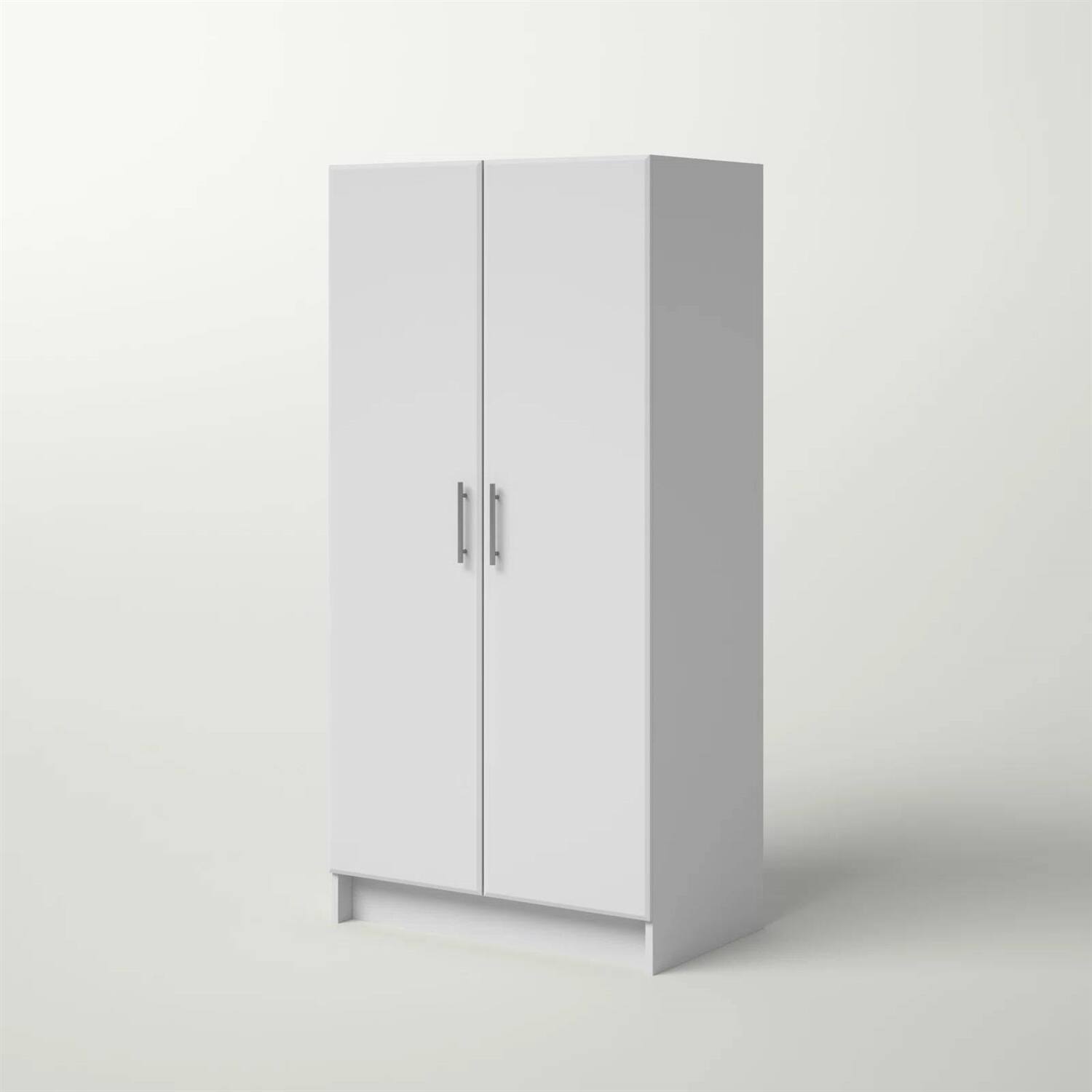 Back. Hivvago - Bedroom Armoire Wardrobe Cabinet with Hanging Rail in White Wood Finish - White.
