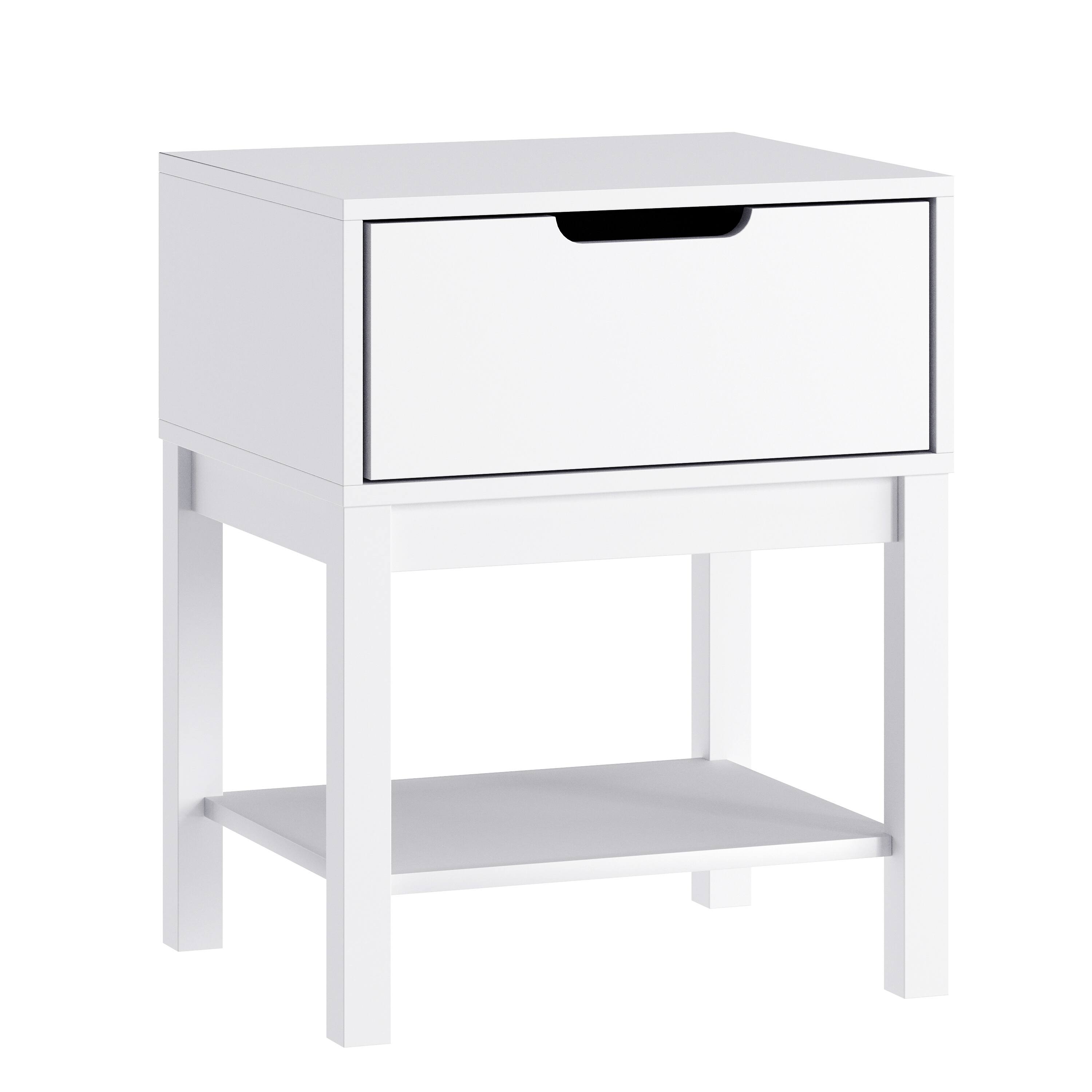 Alt View 1. Emma + Oliver - Samuel Kids Single-Drawer Night Stand with Solid Wood Frame, Side Table for Kids Bedroom with Open Shelf - White.