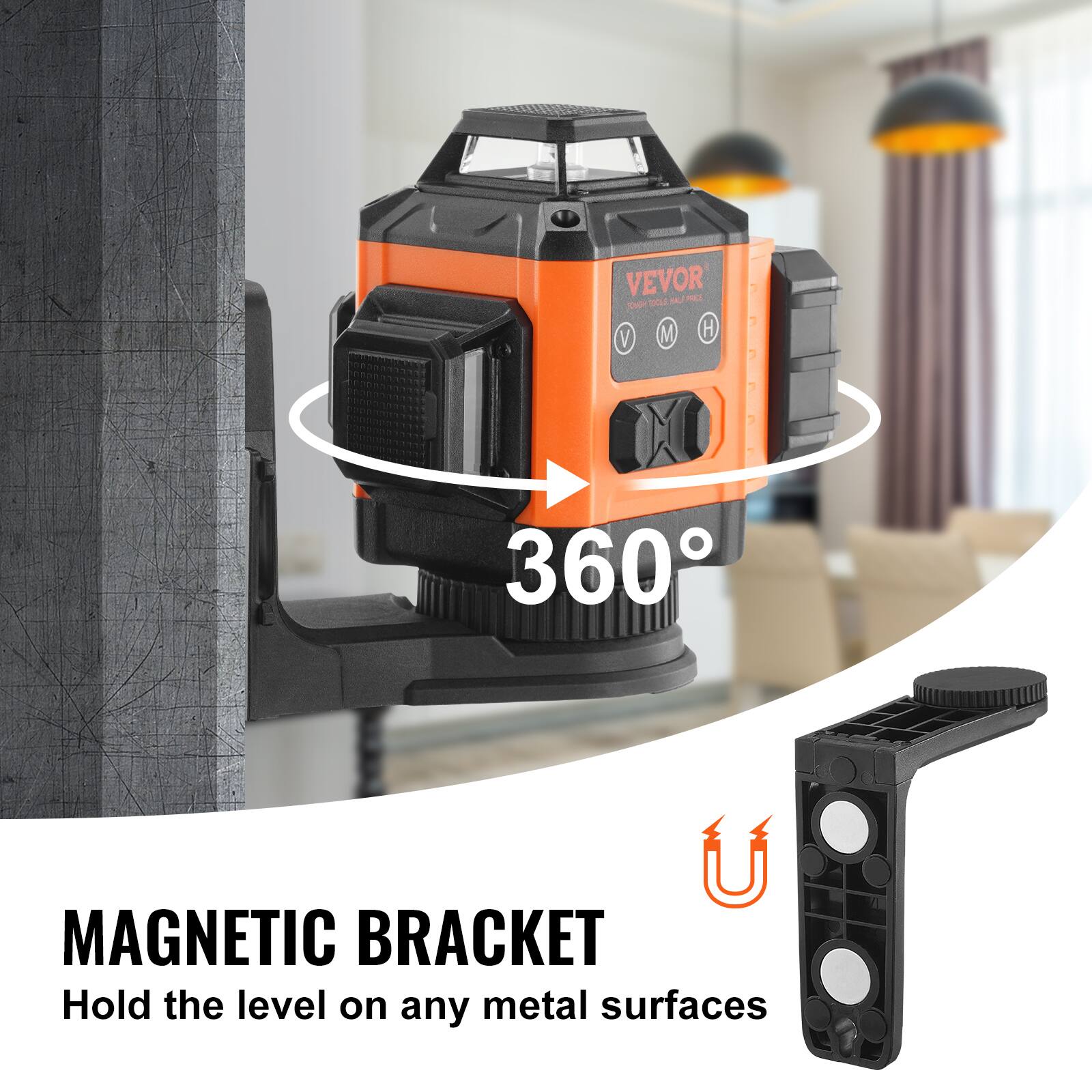 VEVOR MOL - PREE - V M H X PNNRNIN 360° MAGNETIC BRACKET  
Hold the level on any metal surfaces