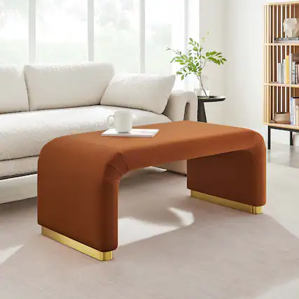 Front. Modway - Koda Performance Velvet Waterfall Ottoman by Modway - Brass Rust.
