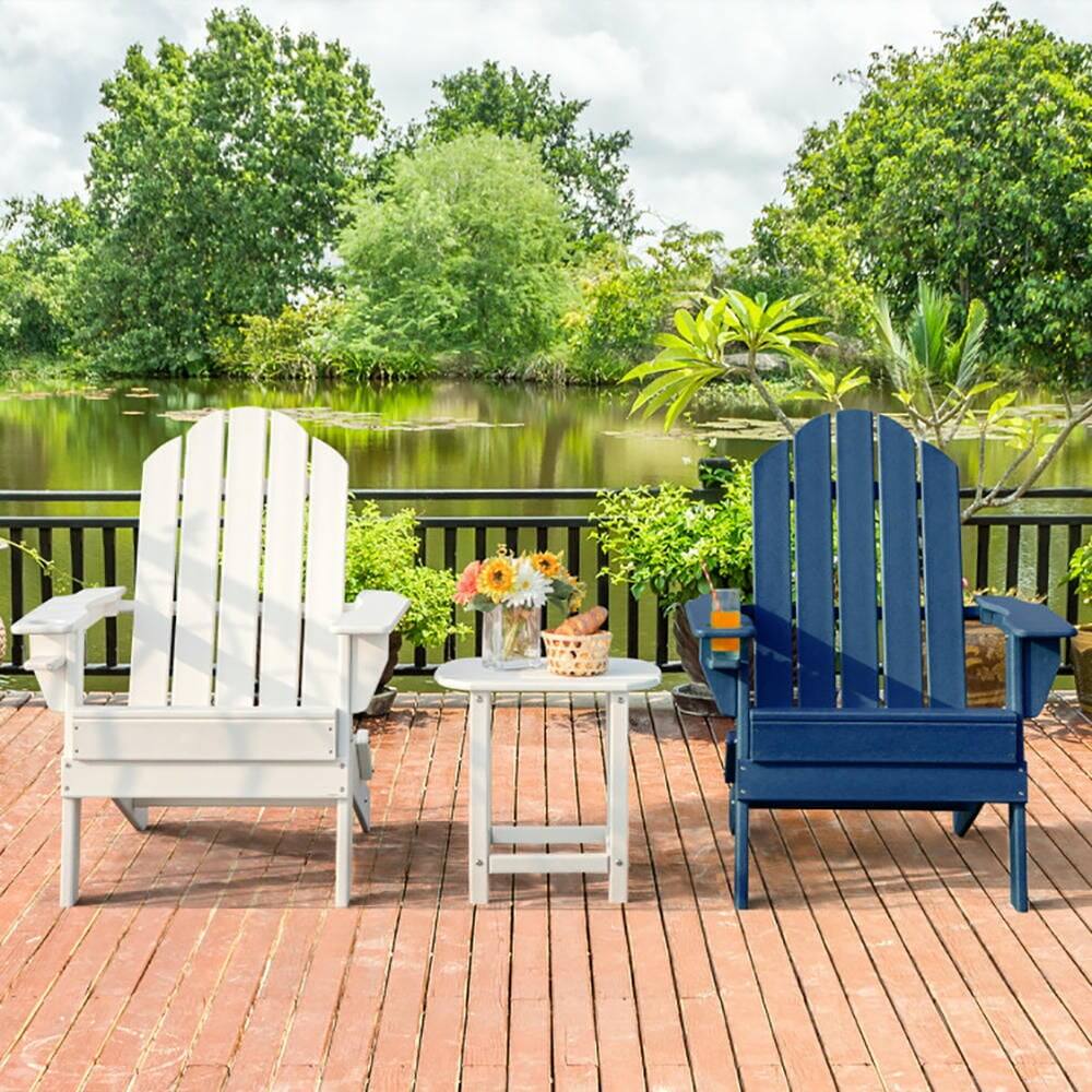 Alt View 2. Pefilos - Weather Resistant Patio Chair, Folding Chair with Built-in Cup Holder, Navy - Blue.