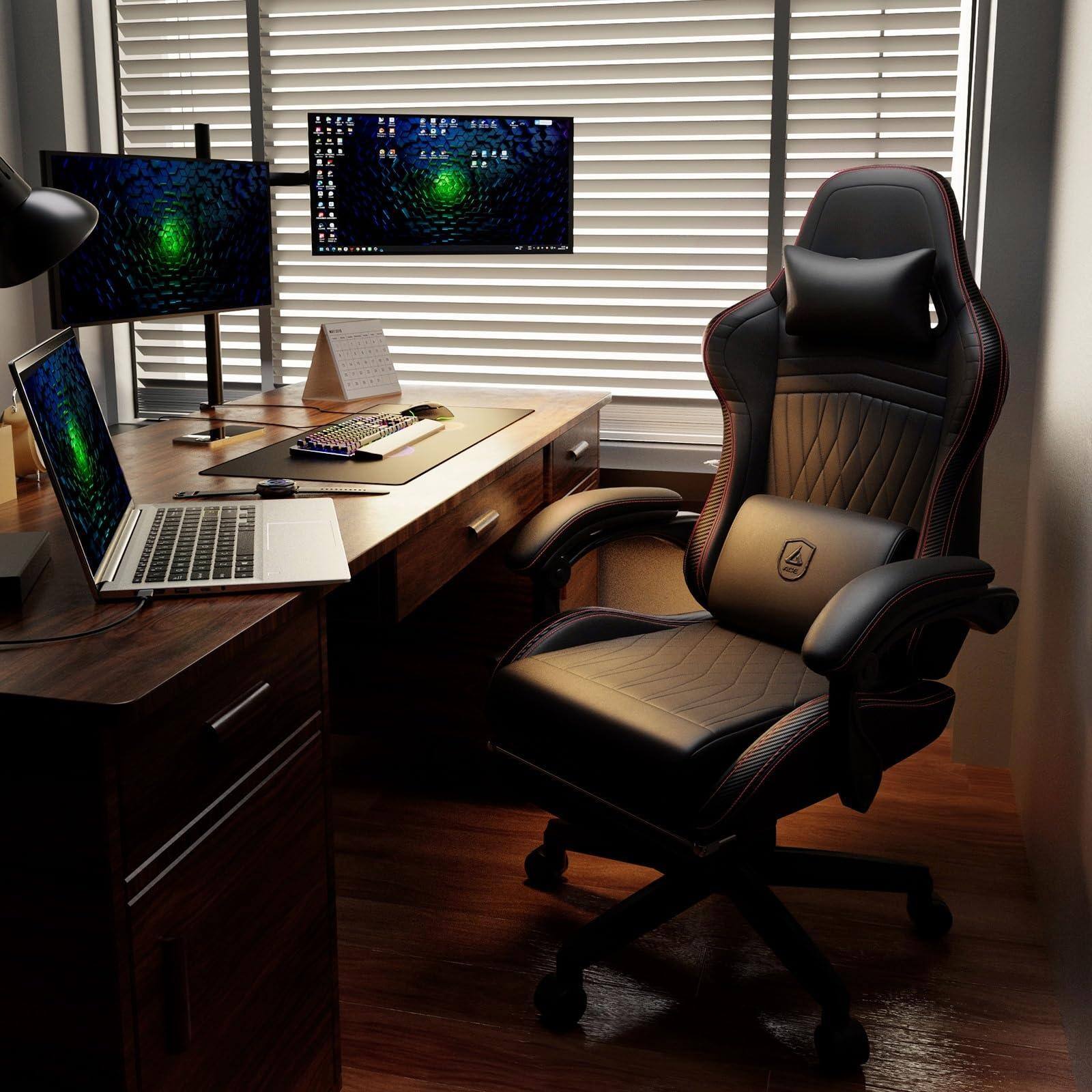 Alt View 1. Hirose Alice - GTPLAYER ACE-PRO Music Gaming Chairs Built-in Speakers, App Support & Bluetooth Control, Computer Game Ch... - 01 Black & Red Stitch.