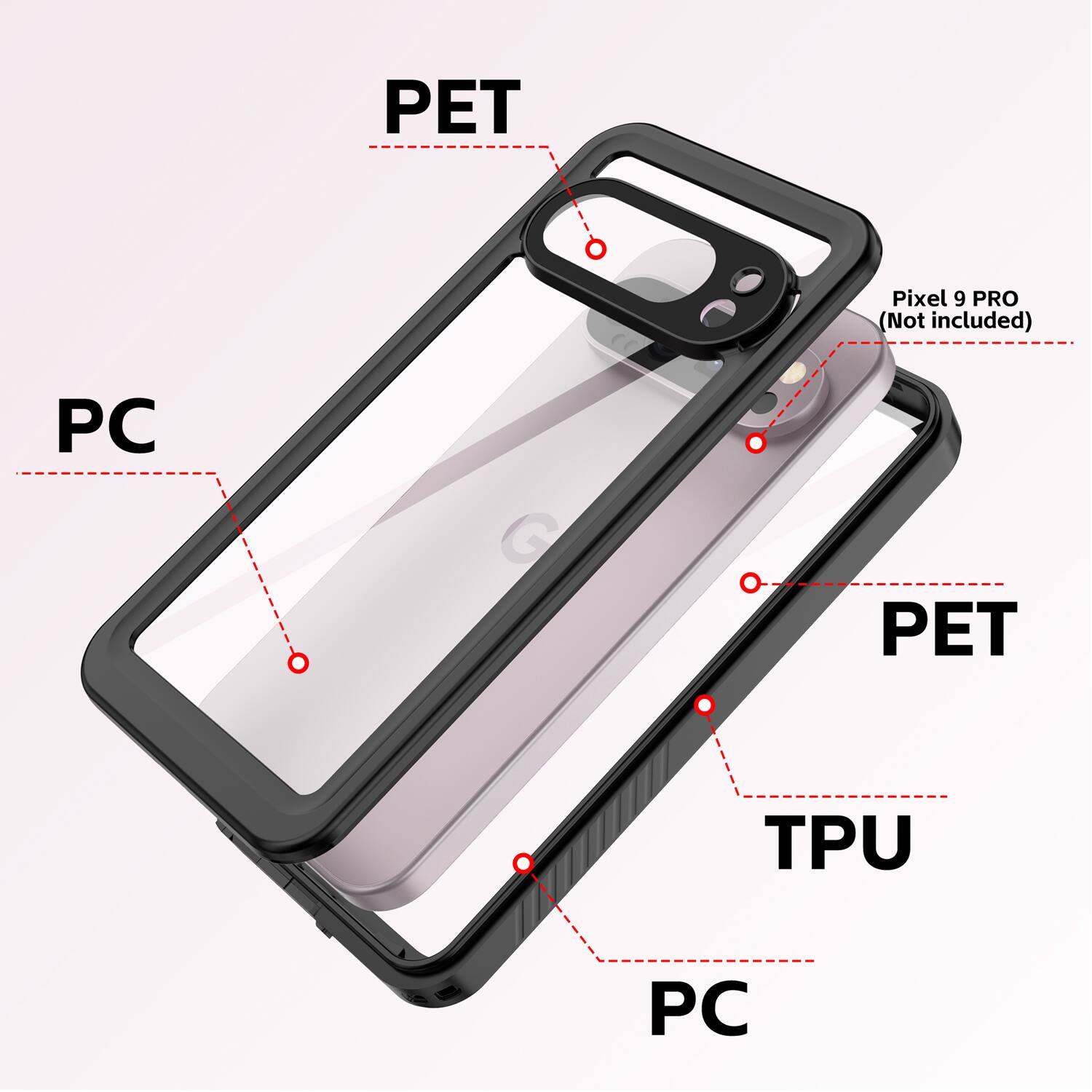 PET Pixel 9 PRO (Not included) PC PET TPU PC