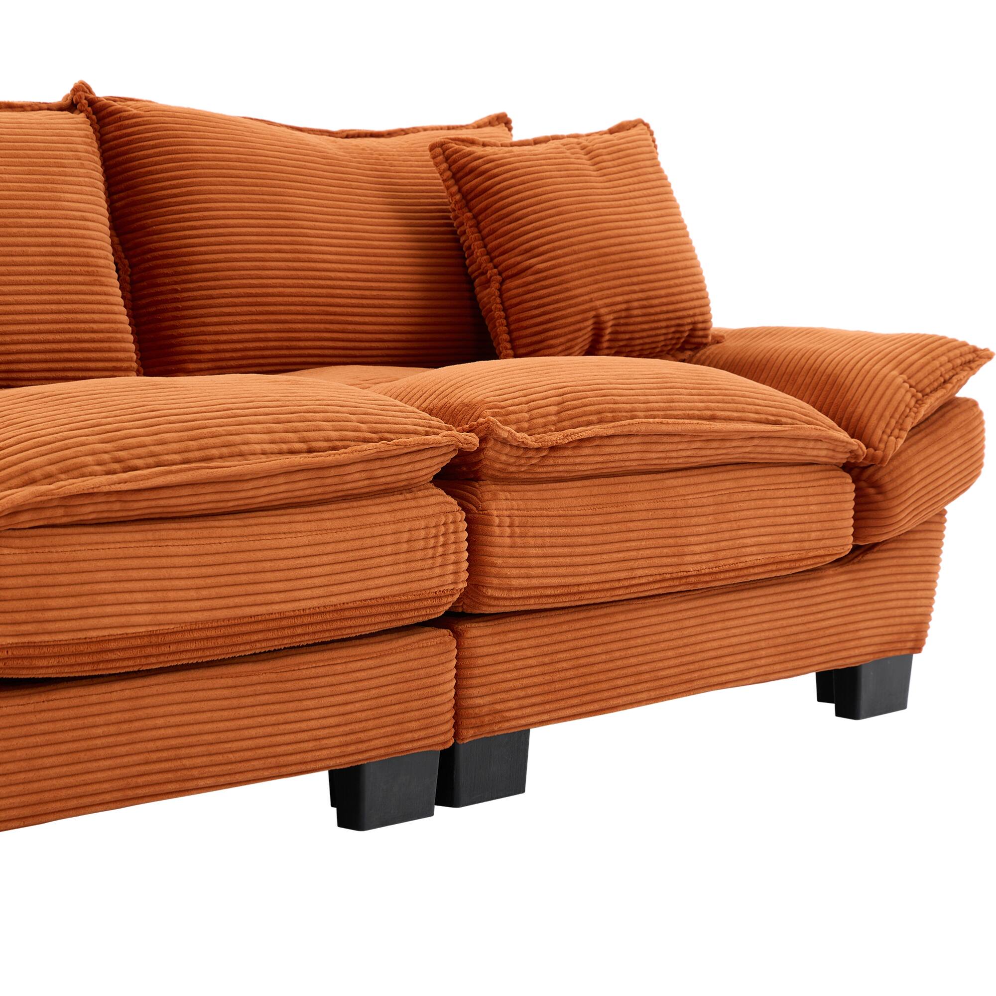 Alt View 4. GOODSILO - Plush Corduroy Convertible Sofa Bed | Deep-Seating Sleeper with Accent Pillows for Home & Office - Orange.