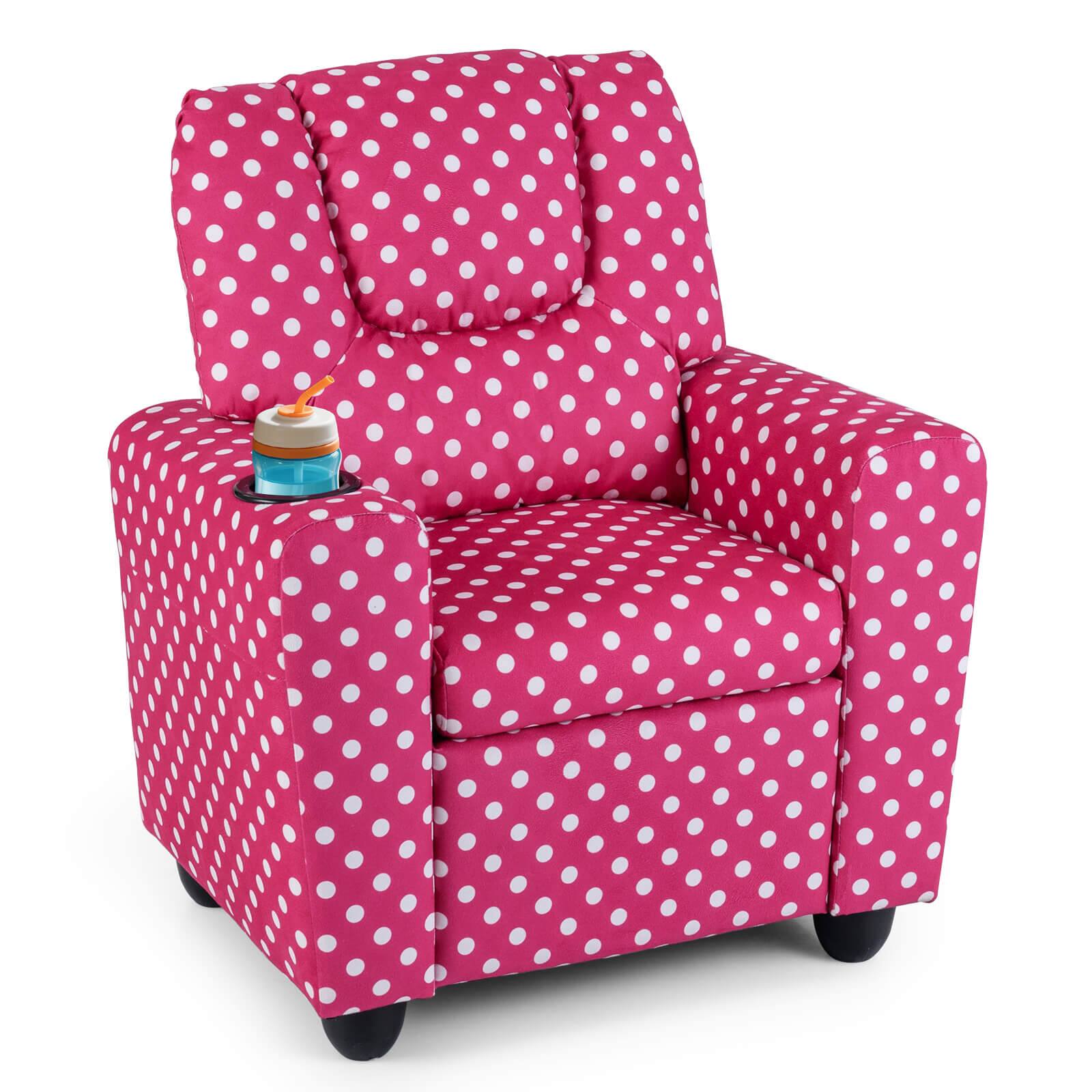 Costway - Kids Recliner with Cup Holder with Adjustable Backrest & Footrest for Boys & Girls - Pink