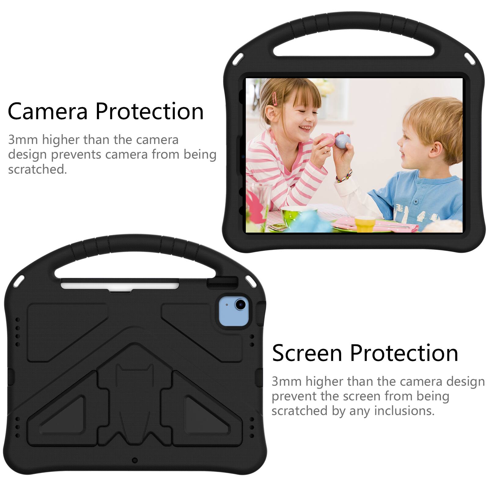 Camera Protection  
3mm higher than the camera design prevents camera from being scratched.  

Screen Protection  
3mm higher than the camera design prevents the screen from being scratched by any inclusions.
