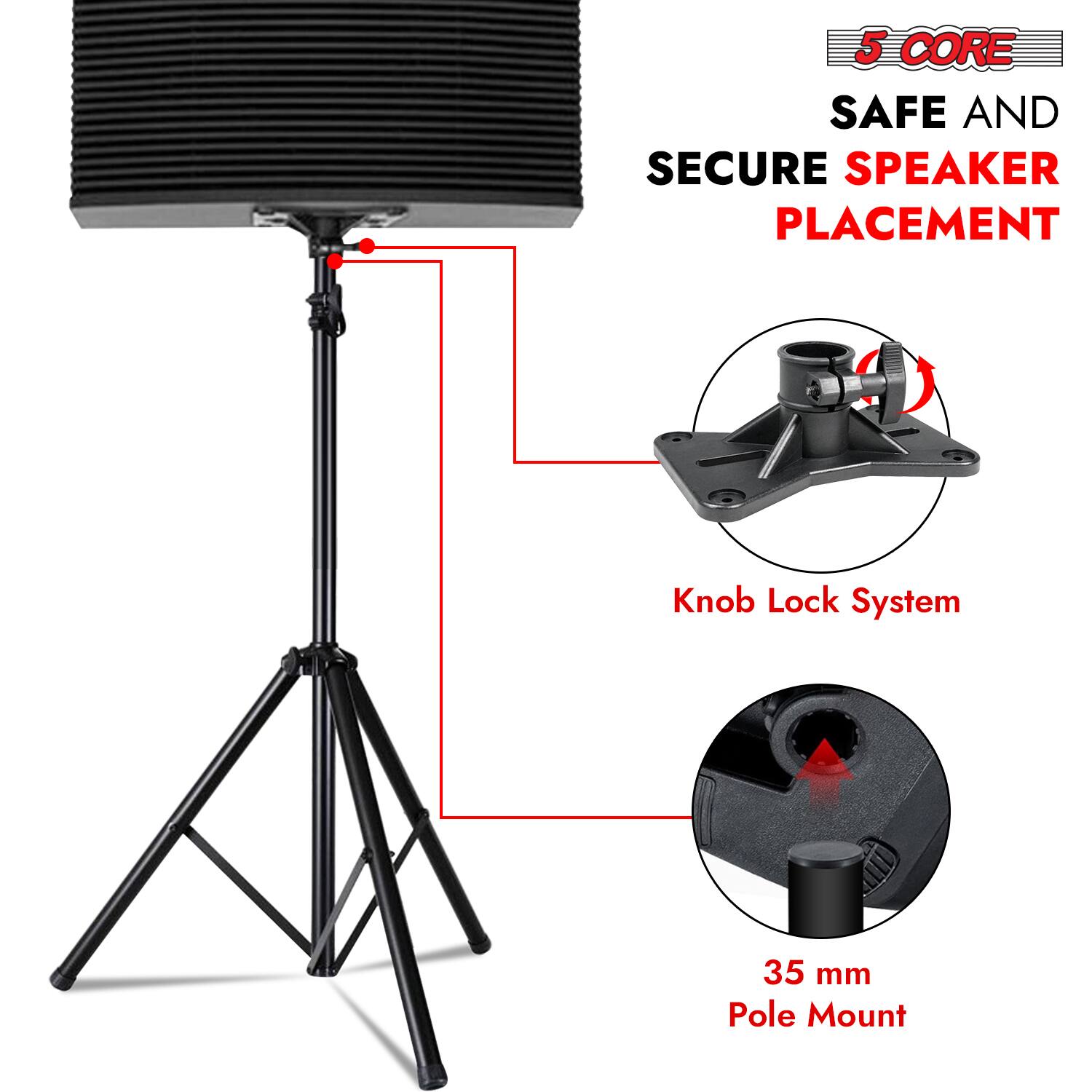 5 CORE SAFE AND SECURE SPEAKER PLACEMENT

Knob Lock System

35 mm Pole Mount