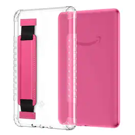 Kitcheniva - Slim Soft Flexible TPU E-Reader Back Cover Case With Hand Strap For 7" Kindle Paperwhite (12th Gen 2024) - Raspberry