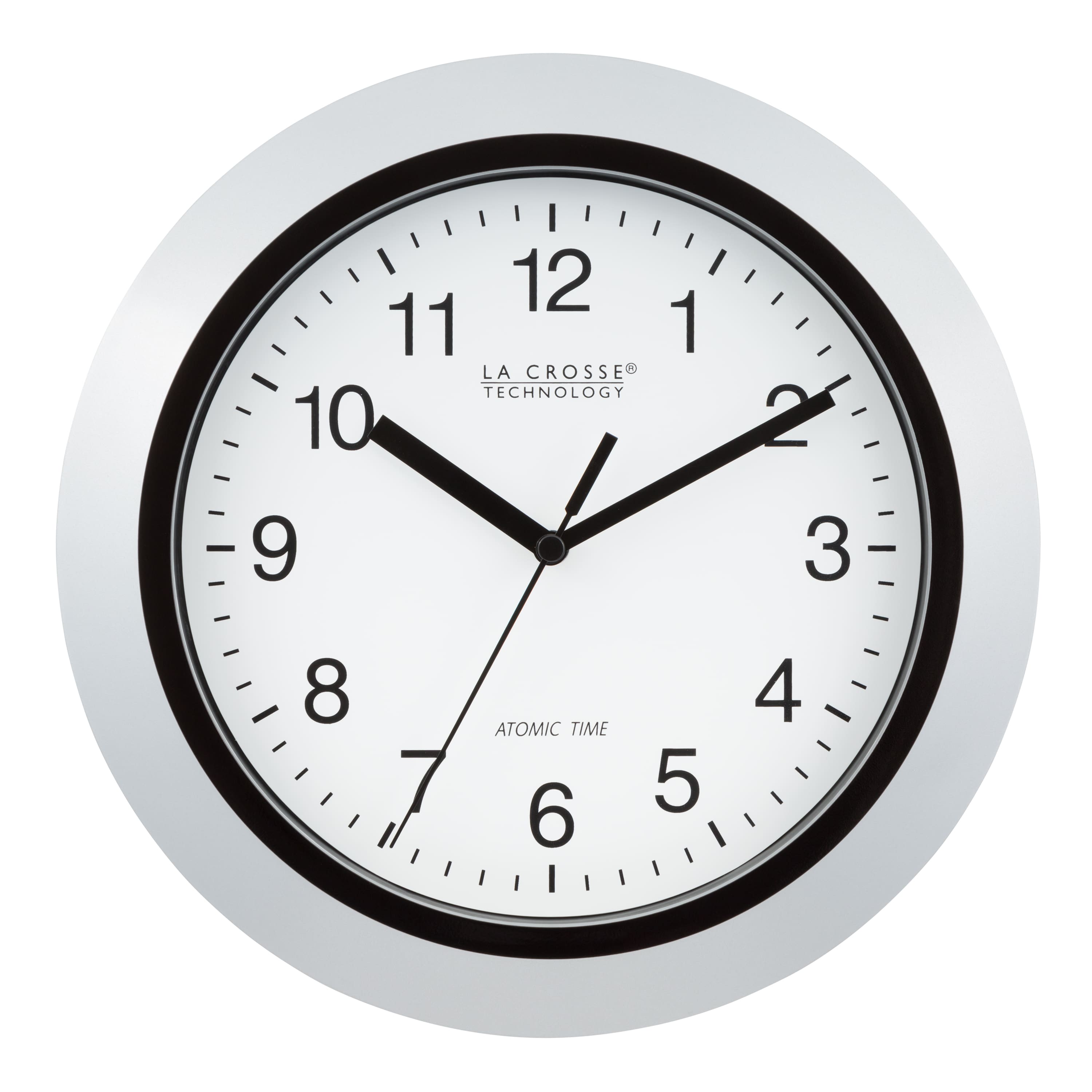 La Crosse Technology - 10 Inch Classic Atomic Analog Wall Clock - Silver