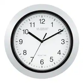 La Crosse Technology - 10 Inch Classic Atomic Analog Wall Clock - Silver