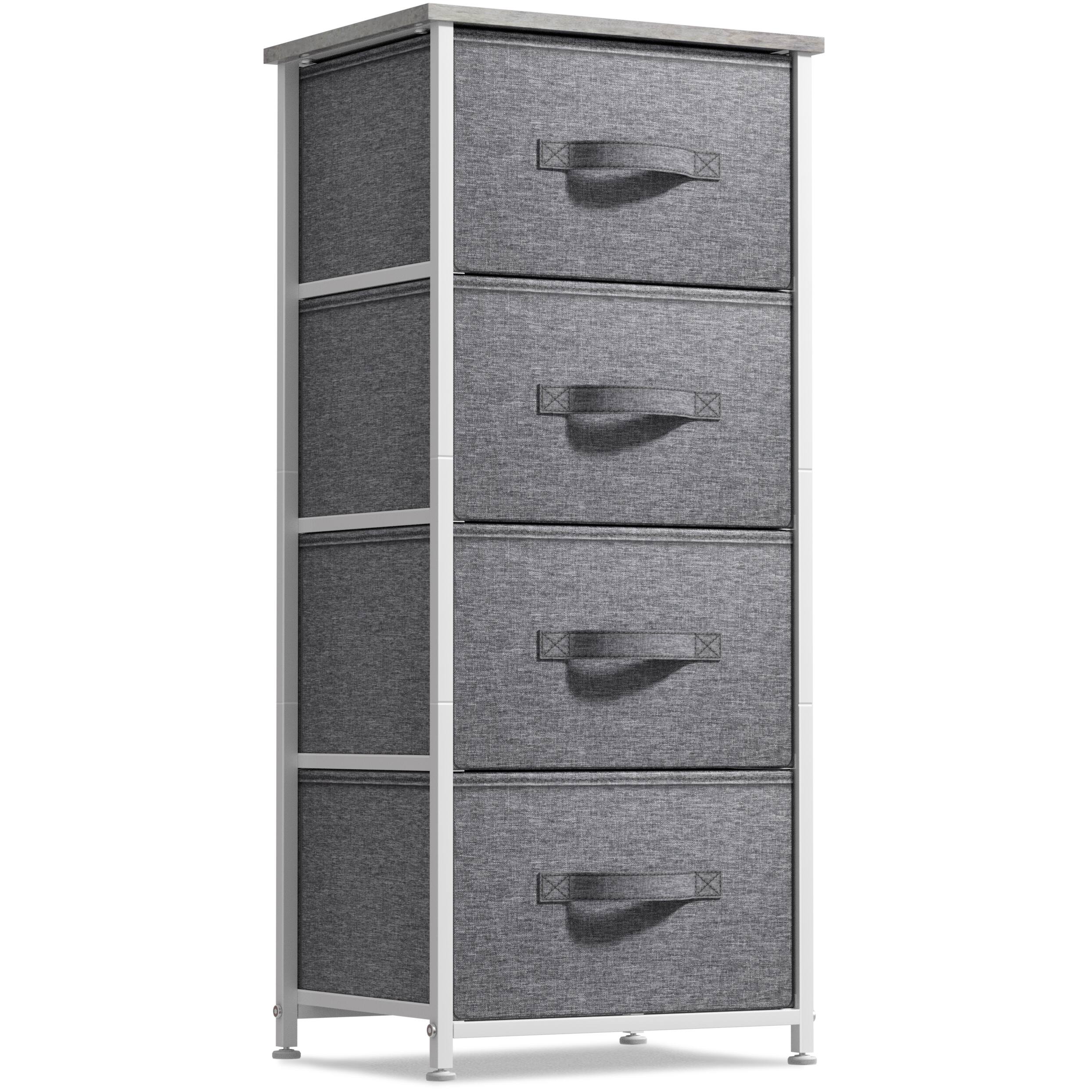 Sorbus - Nightstand with 4 Drawers, Bedside Furniture & Night Stand Dresser with Steel Frame, Wood Top, Fabric Bins - Gray price history on PriceWatchPro