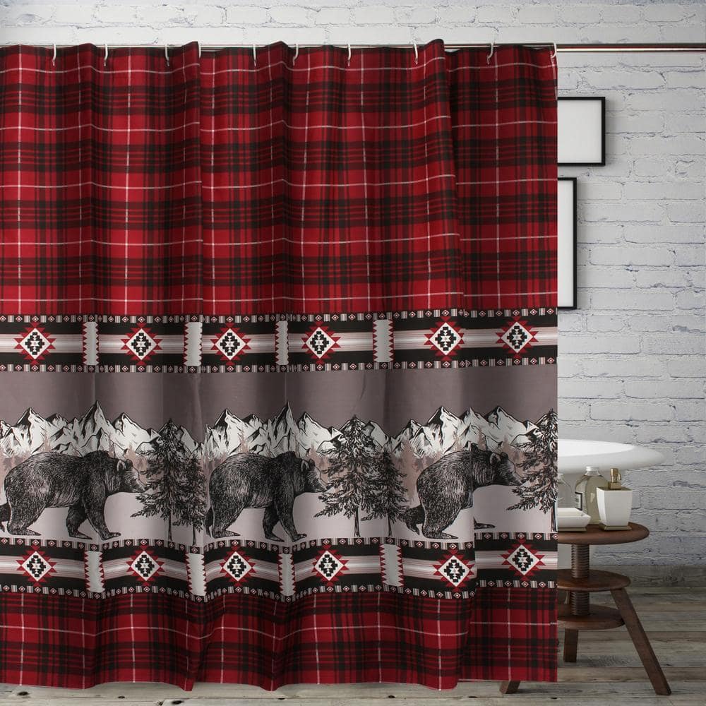 Greenland Home Fashions - Timberline Bath Shower Curtain - 72x72" - Red