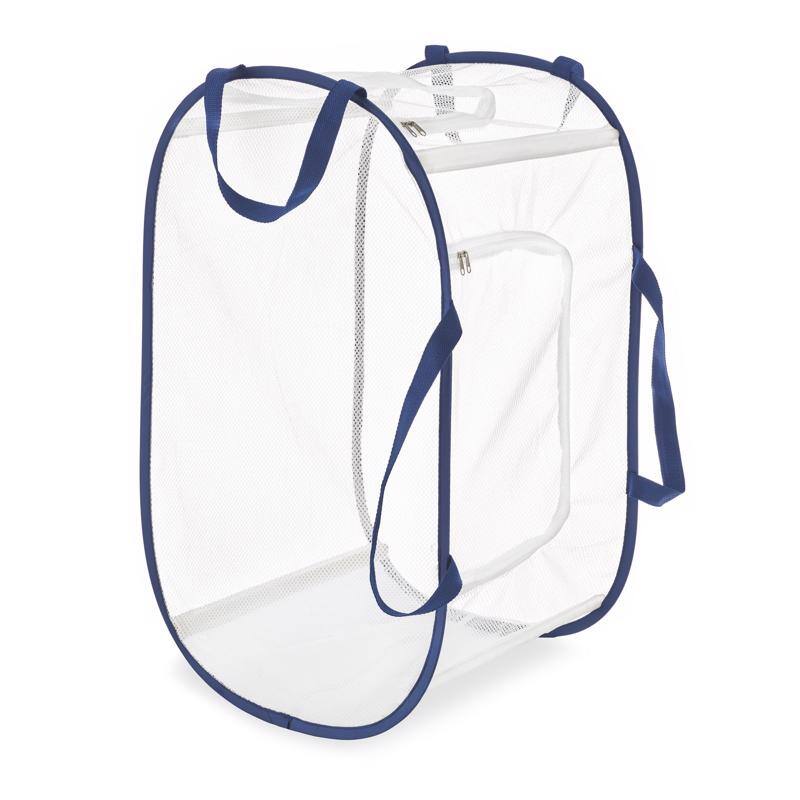 Angle. Whitmor - Whitmor Blue/White Fabric Collapsible Hamper - Blue/White.