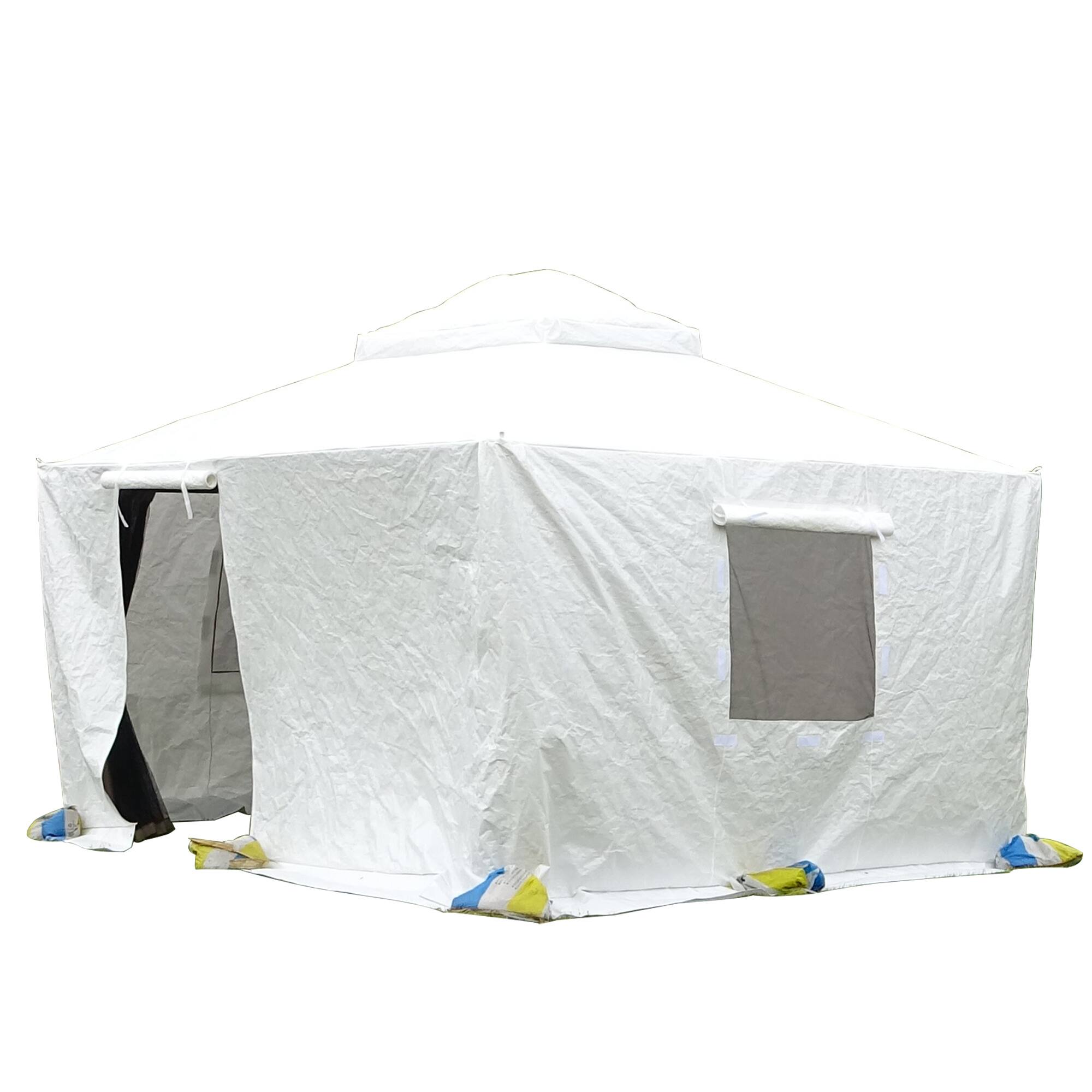 Angle. Loheer - Loheer 12x12 Gazebo Cover, White Waterproof Gazebo Enclosure Cover with Sidewalls Mesh Windows for Hardtop Gazebos.