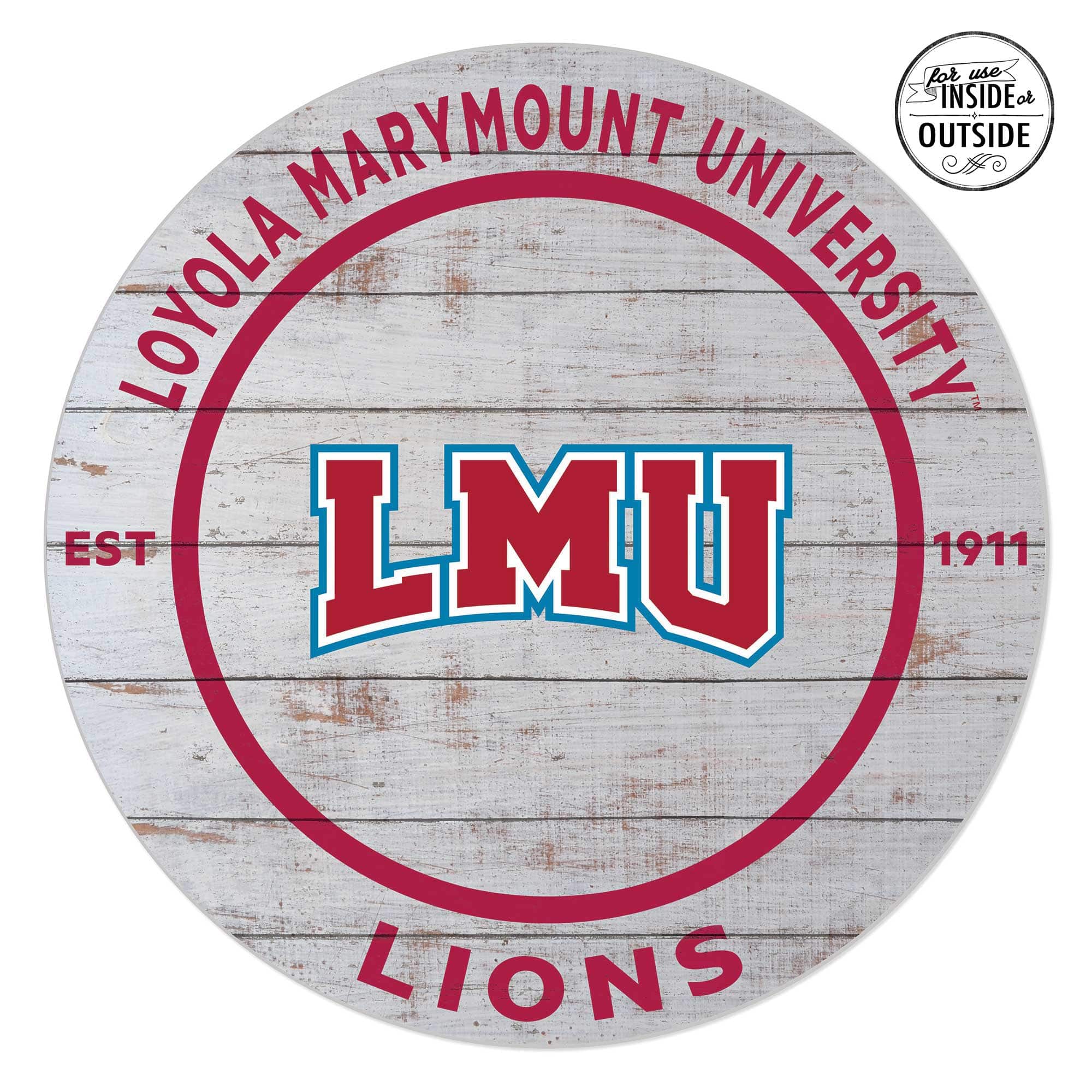 Jardine - Loyola Marymount Lions 20'' x 20'' Indoor/Outdoor Weathered Circle Sign - White