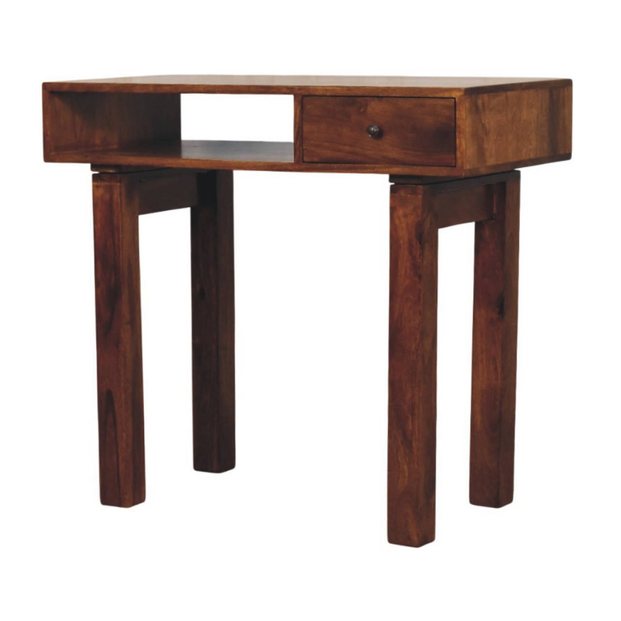 Left. Artisan Furniture - Artisan Furniture Solid Wood Tula 1 Drawer Chestnut Writing Desk, Brown - Brown.