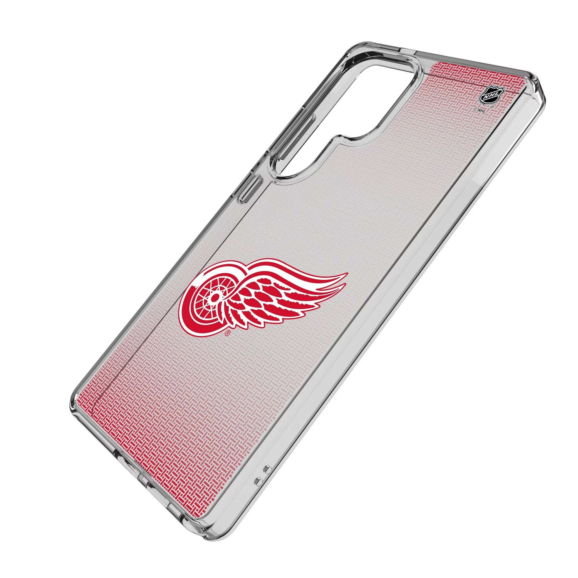 Alt View 1. Keyscaper - Detroit Red Wings Linen Logo Galaxy Clear Case - S24 Plus - Multicolor.