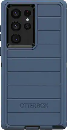 Front. OtterBox - OtterBox Galaxy S22 Ultra (Only) Defender Series Case - Case Only - Rugged & Durable - with Port Protection - Dark Tide (Blue & Black).