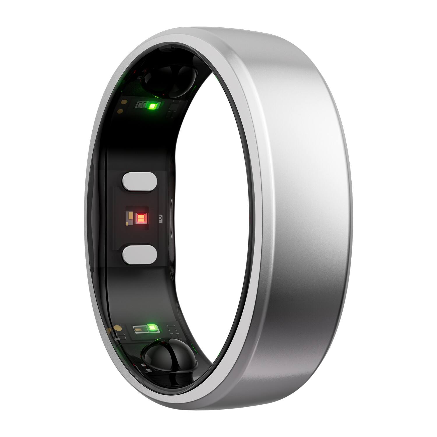 Left. RINGCONN - Gen 2 Ultra-Thin Smart Ring, Sleep Apnea Monitoring, Health Tracking, Size 11 - Future Silver.