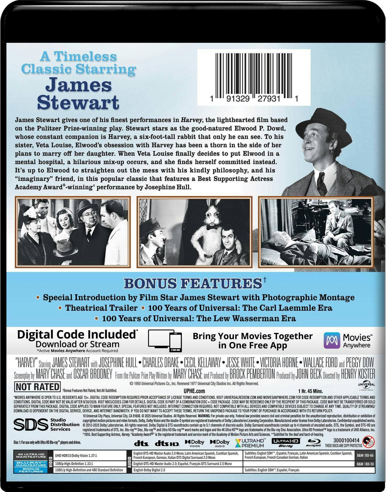 Back. Harvey (75th Anniversary)   - 4K Blu-Ray.