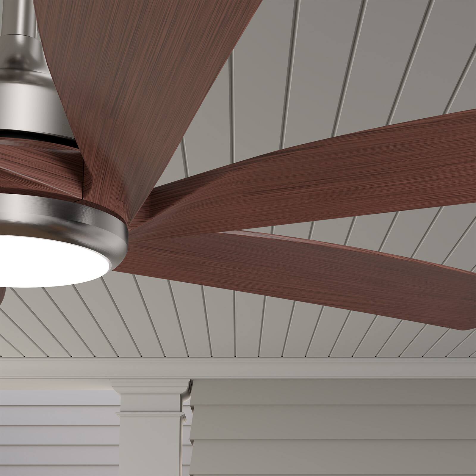 Alt View 4. Siljoy - 64" Modern Silent Ceiling Fan, Reversible DC Motor, 6 Speeds, Timer, Natural Wind, Remote & APP Control, Indoor Outdoor - Brushed Nickel.